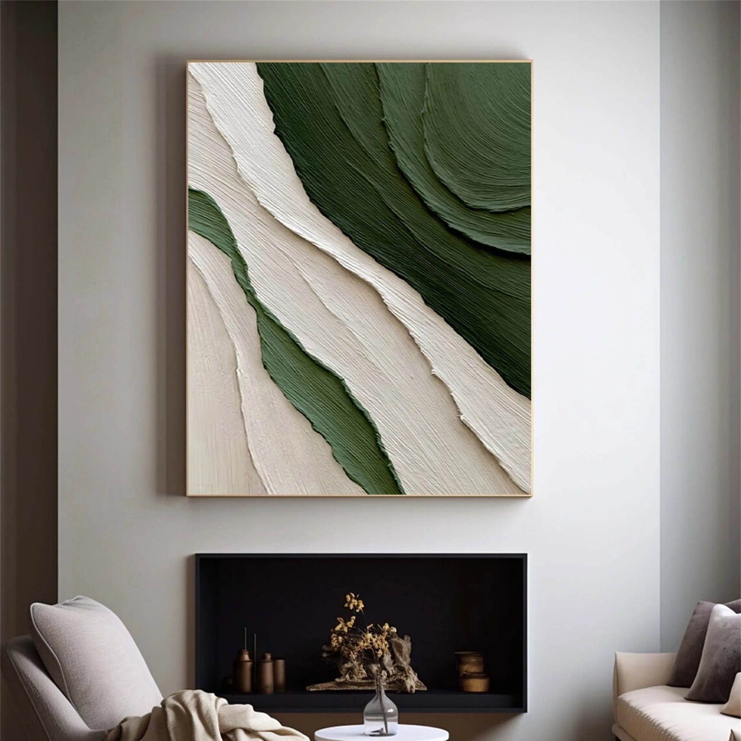 Green Textured Minimalist Wall Art #GT033