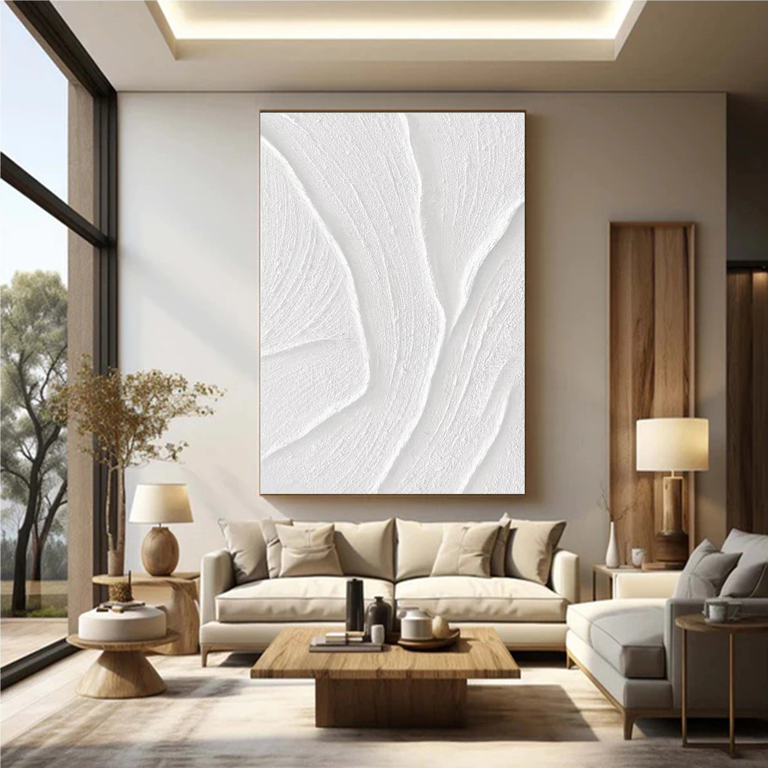 White Textured Minimalist Wall Art #WT060