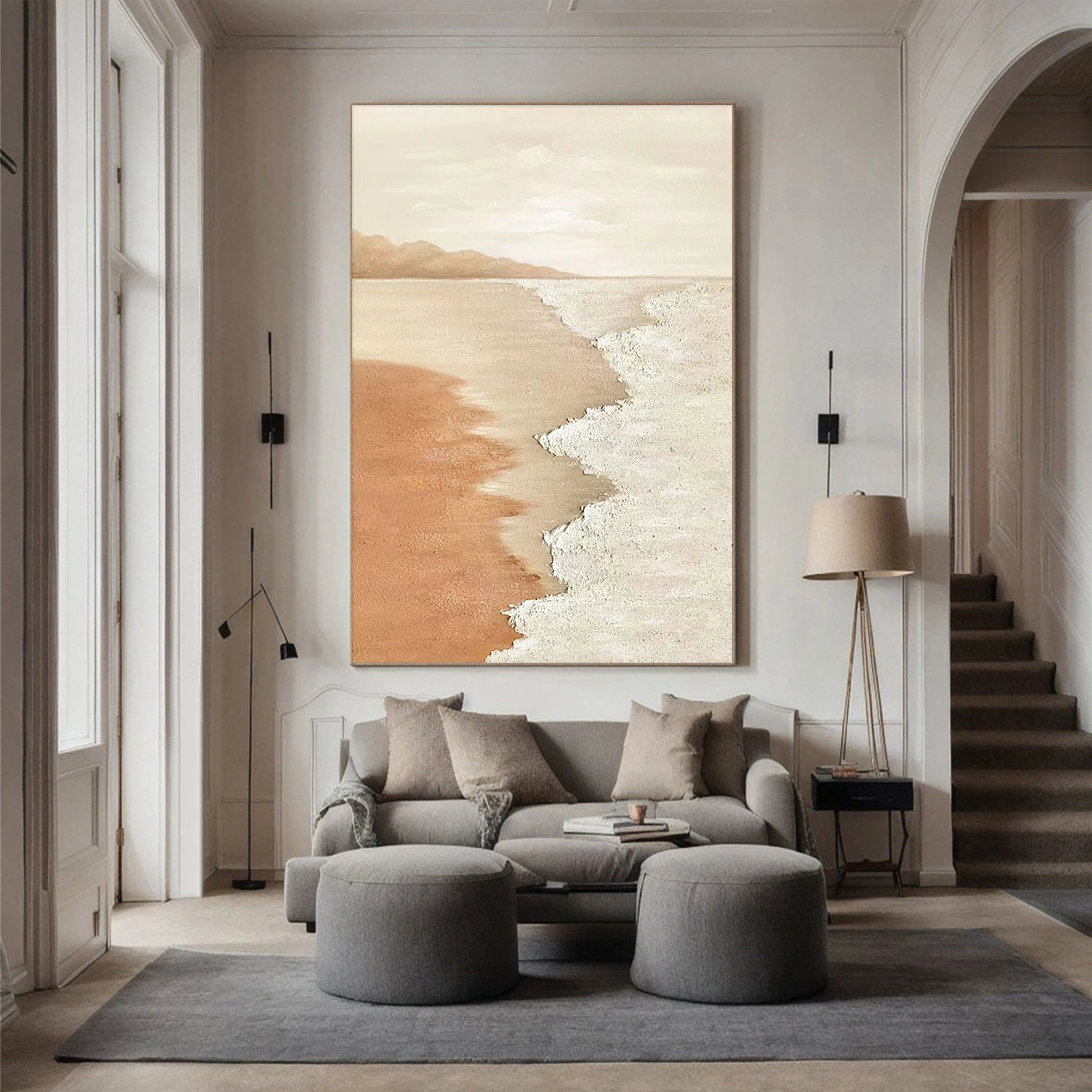 Beige & Brown Textured Minimalist Wall Art #BM019