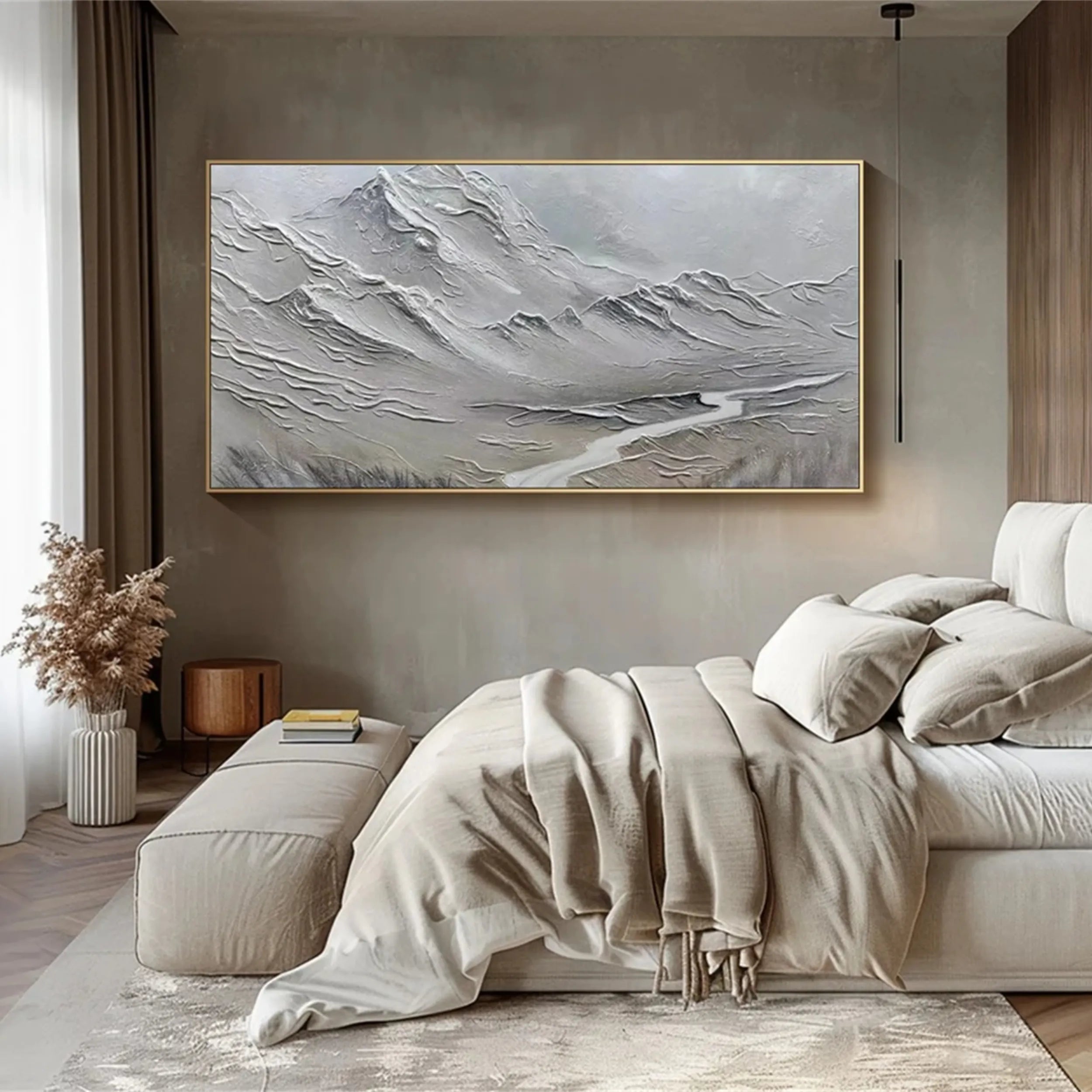 White Textured Minimalist Wall Art #WT119