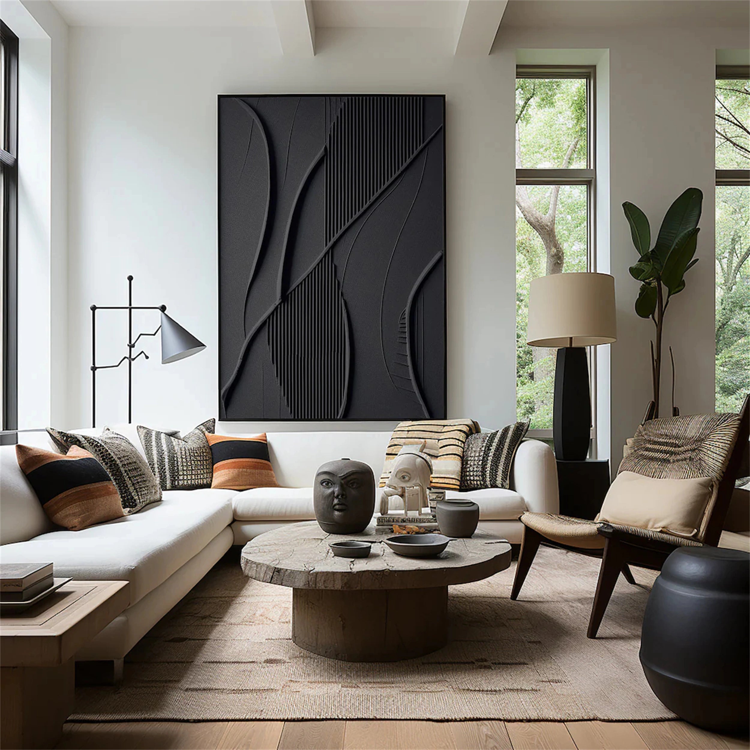 Black Textured Minimalist Wall Art #BT042