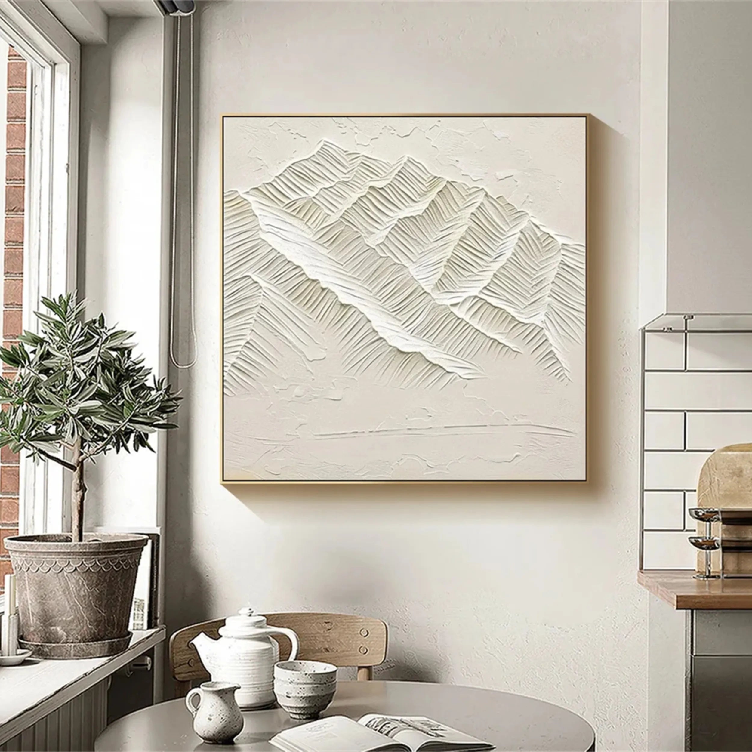 White Textured Minimalist Wall Art #WT142