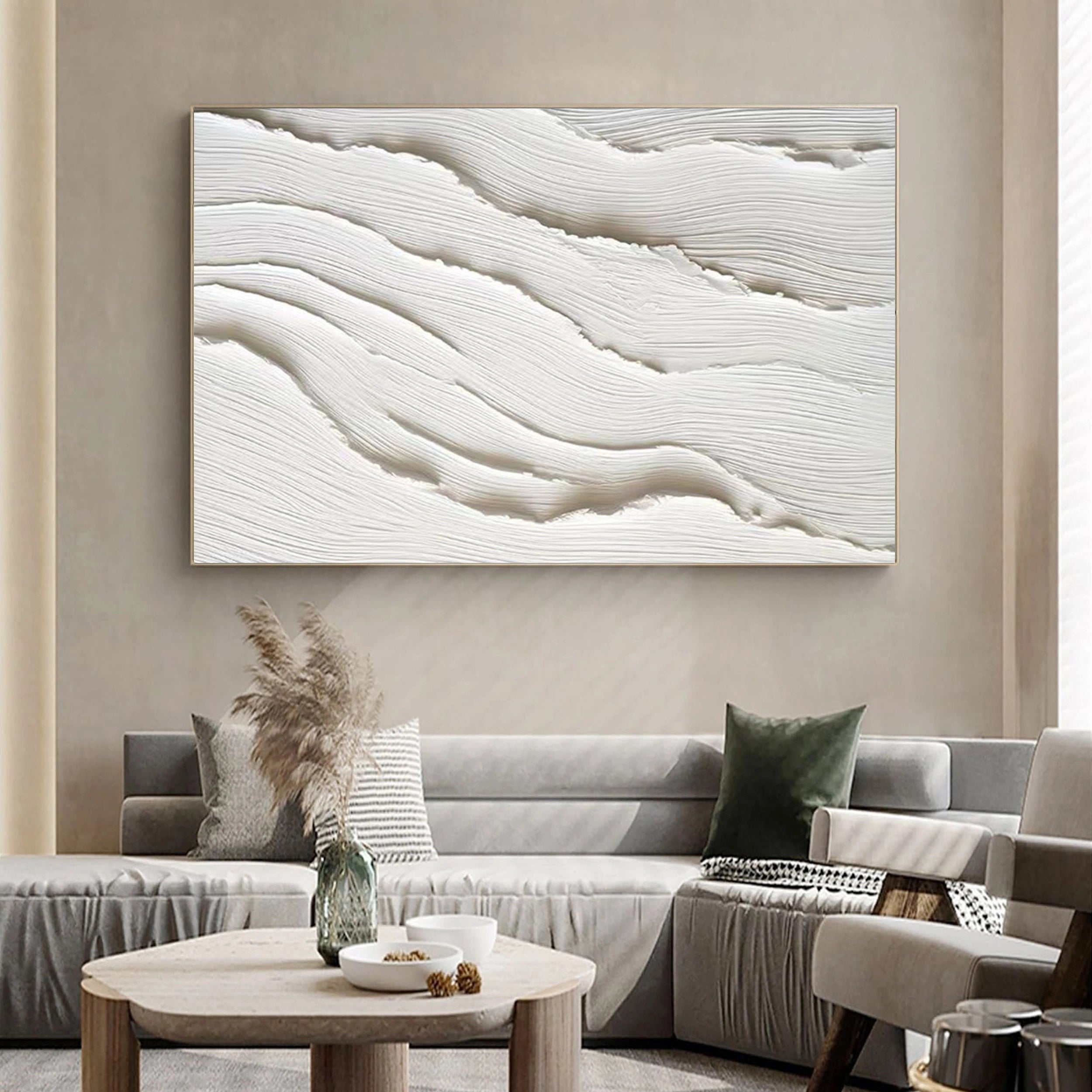 White Textured Minimalist Wall Art #WT084
