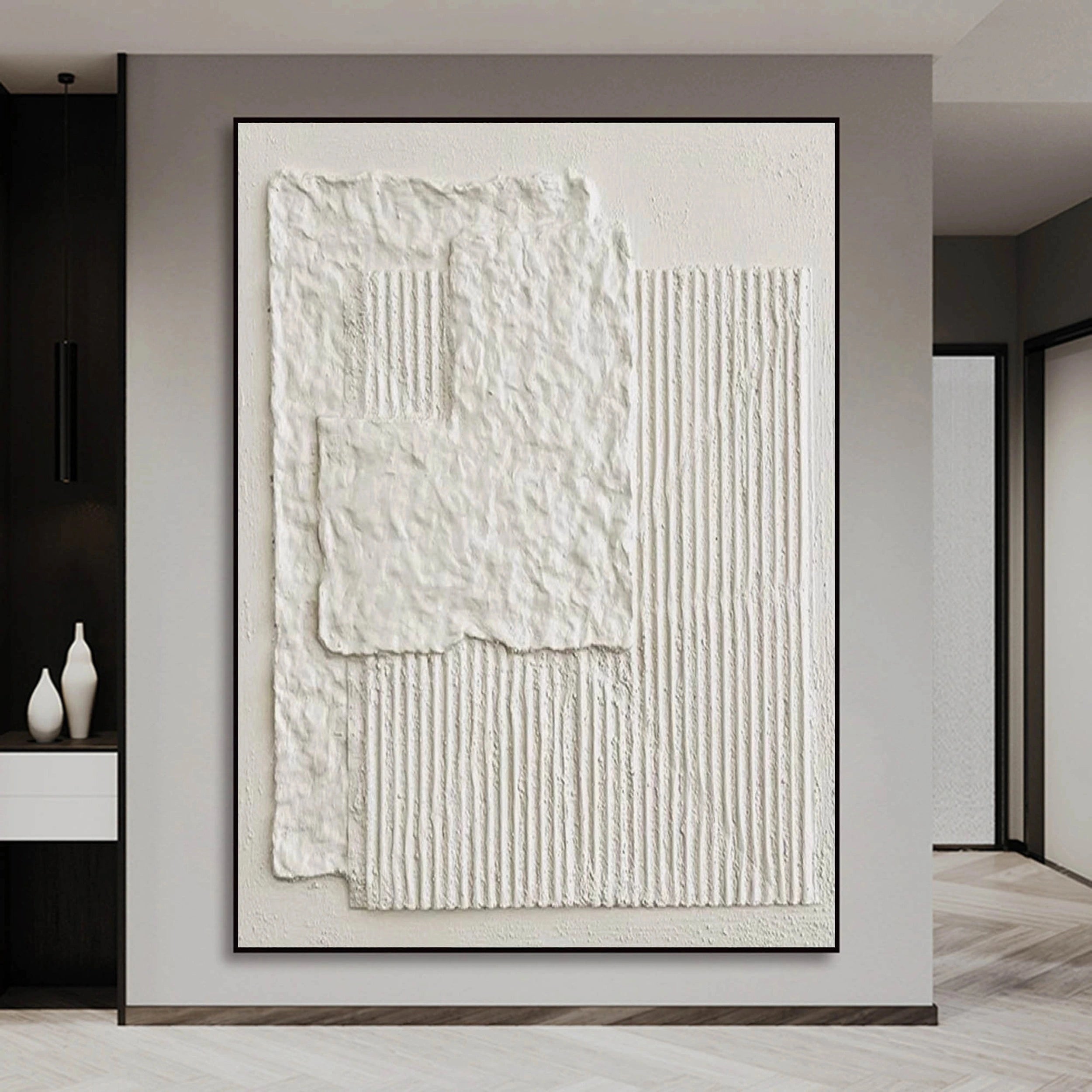 White Textured Minimalist Wall Art #WT035