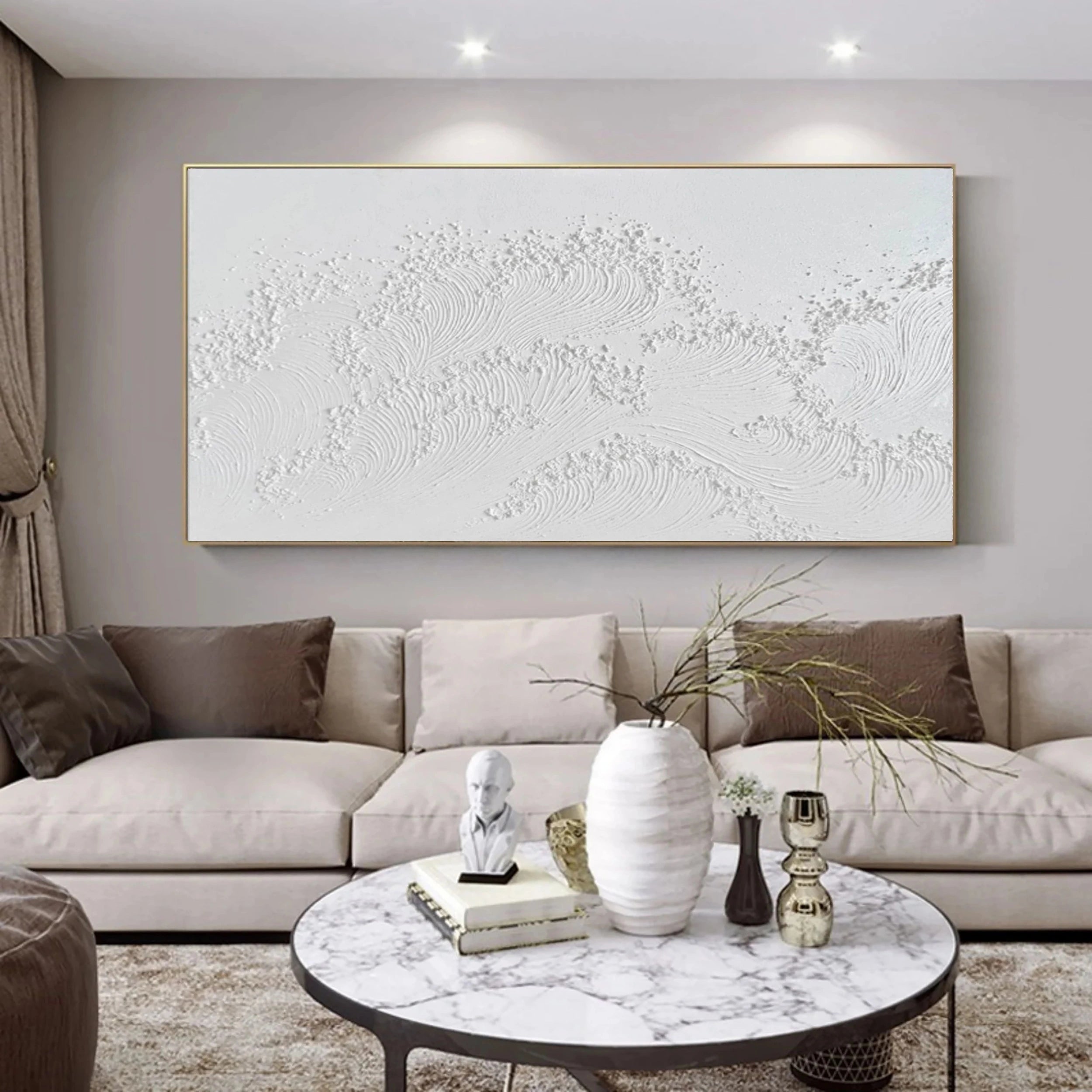 White Textured Minimalist Wall Art #WT076