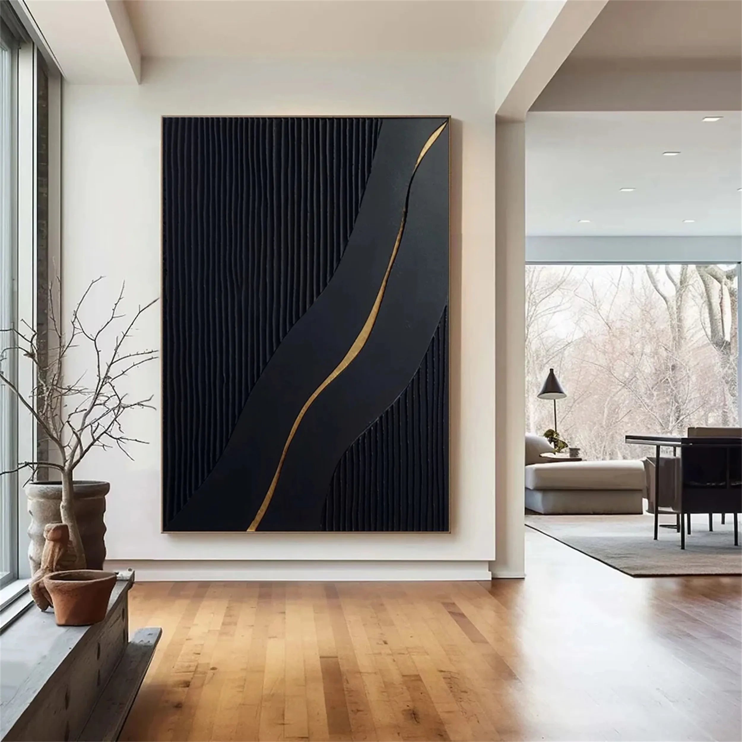 Black Textured Minimalist Wall Art #BT056