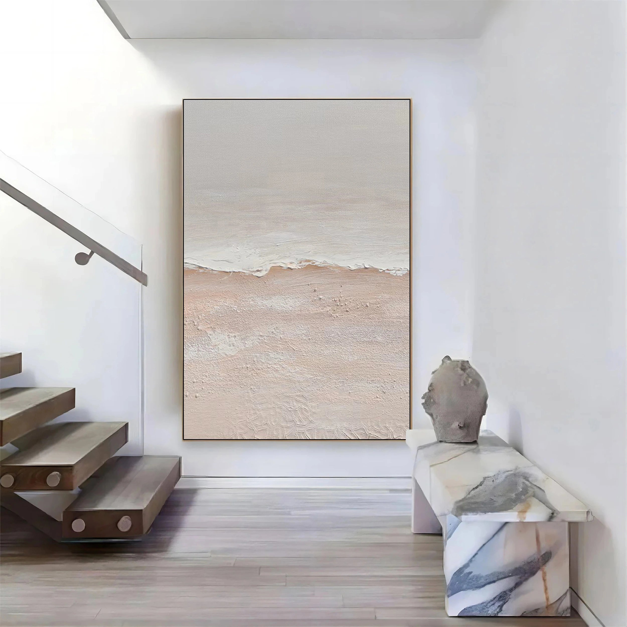 Beige & Brown Textured Minimalist Wall Art #BM023