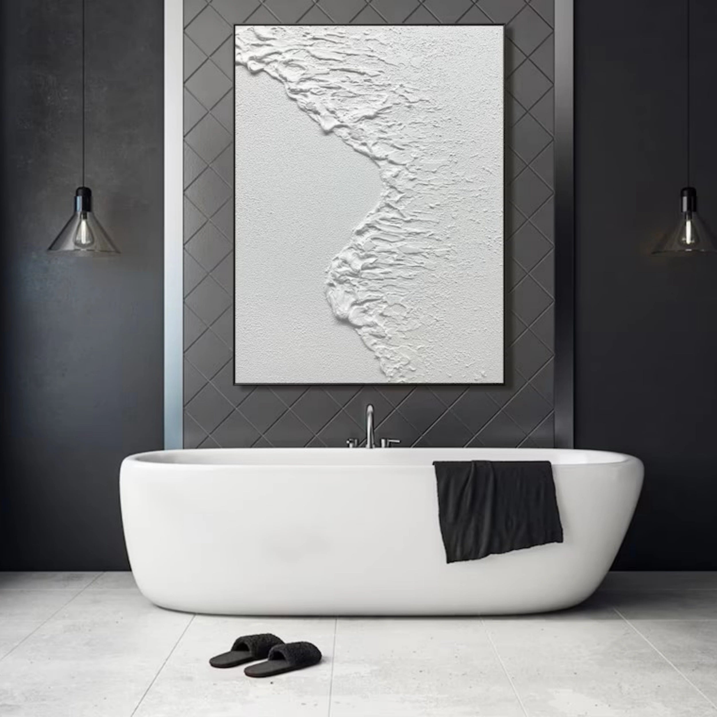 White Textured Minimalist Wall Art #WT094