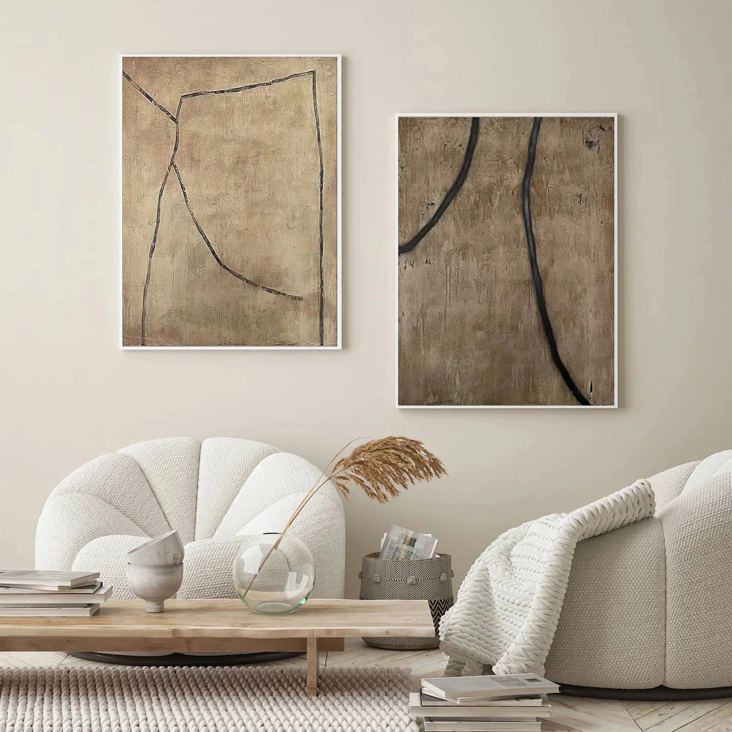 Wabi Sabi Abstract Wall Art Set of 2 #WA088