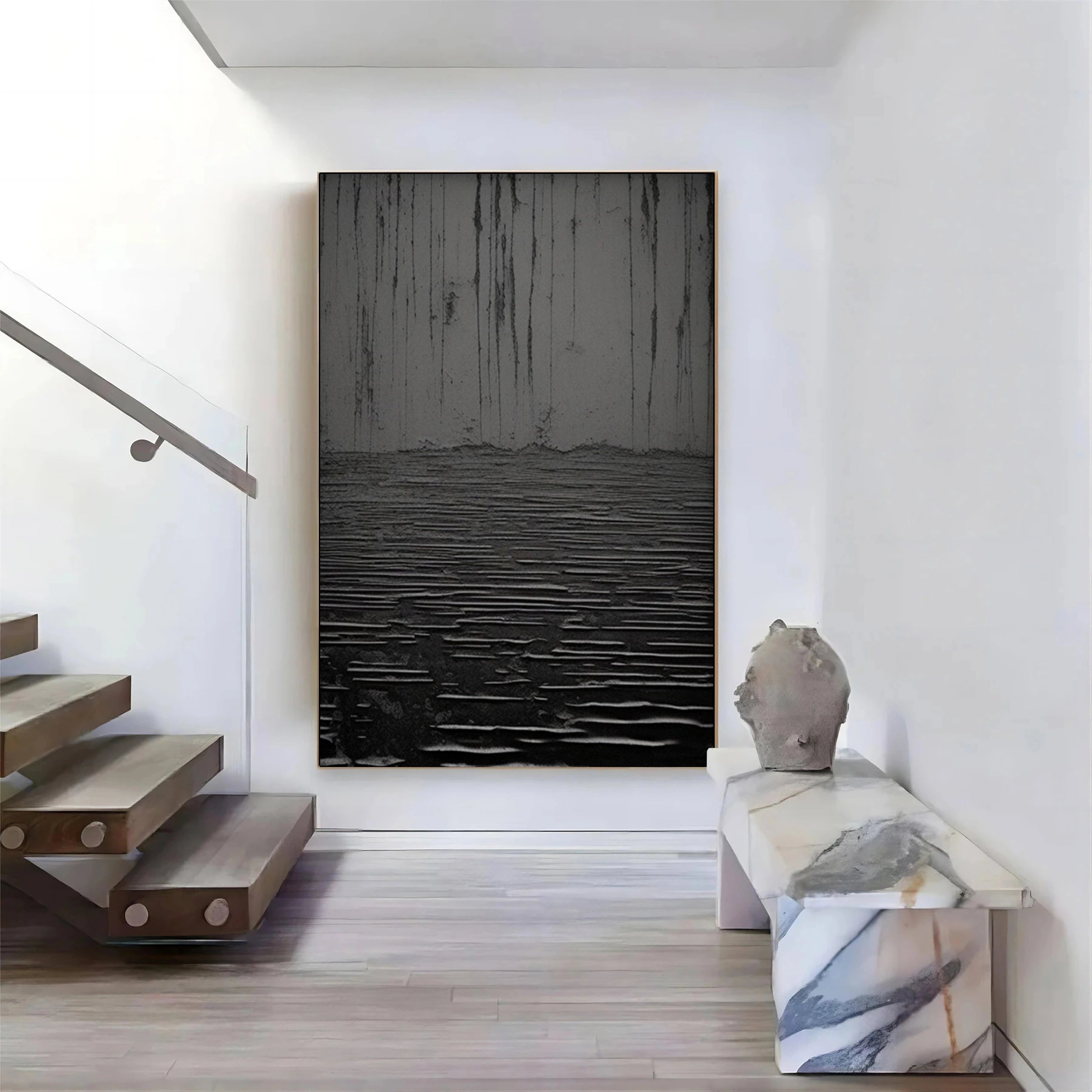 Black Textured Minimalist Wall Art #BT041
