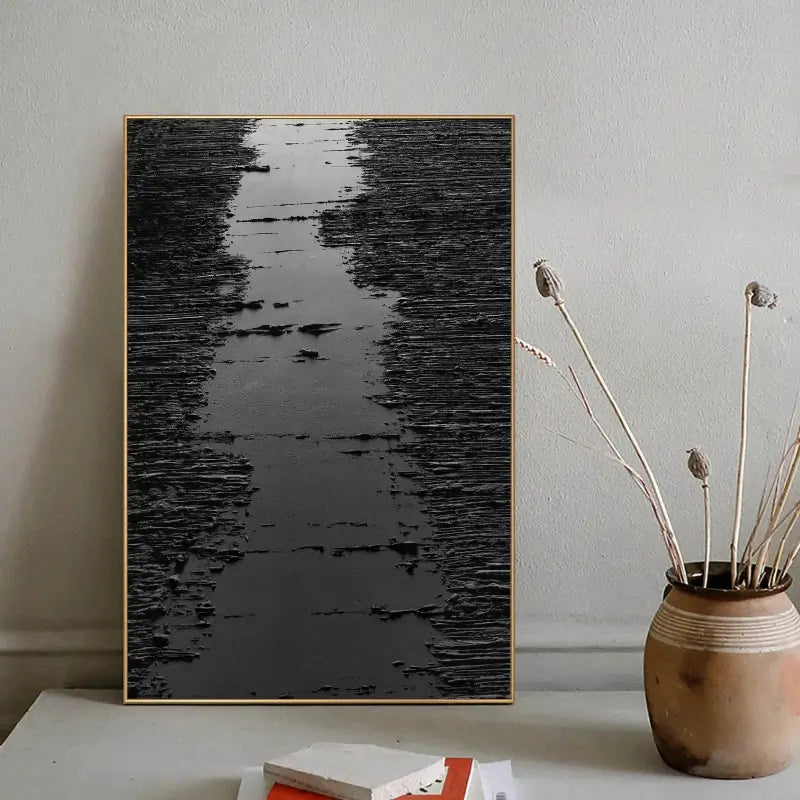 Black Textured Minimalist Wall Art #BT008