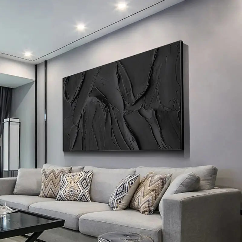 Black Textured Minimalist Wall Art #BT003