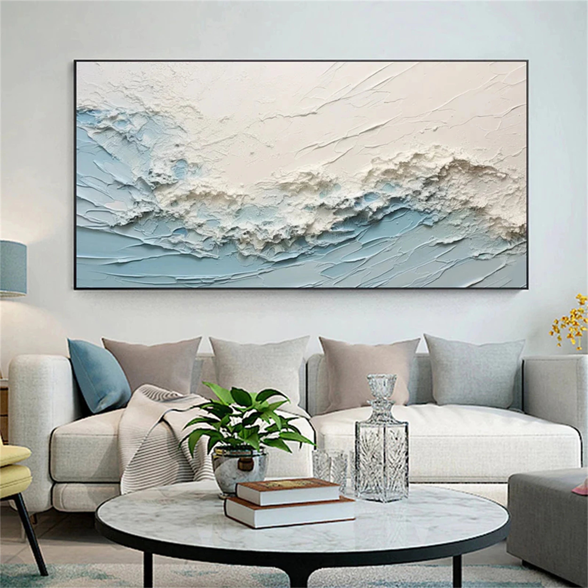 Blue Textured Minimalist Wall Art #BL015