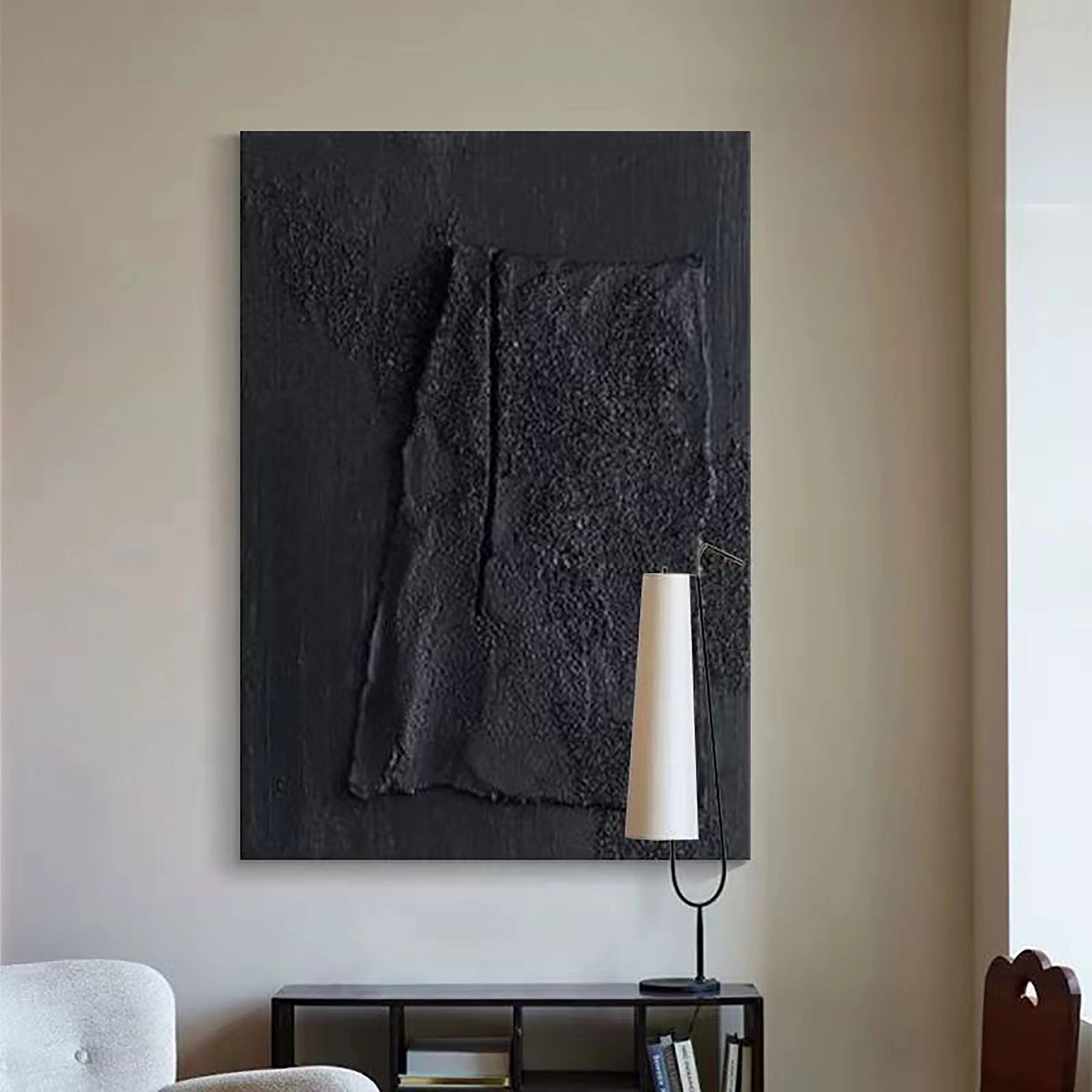 Black Textured Minimalist Wall Art #BT034