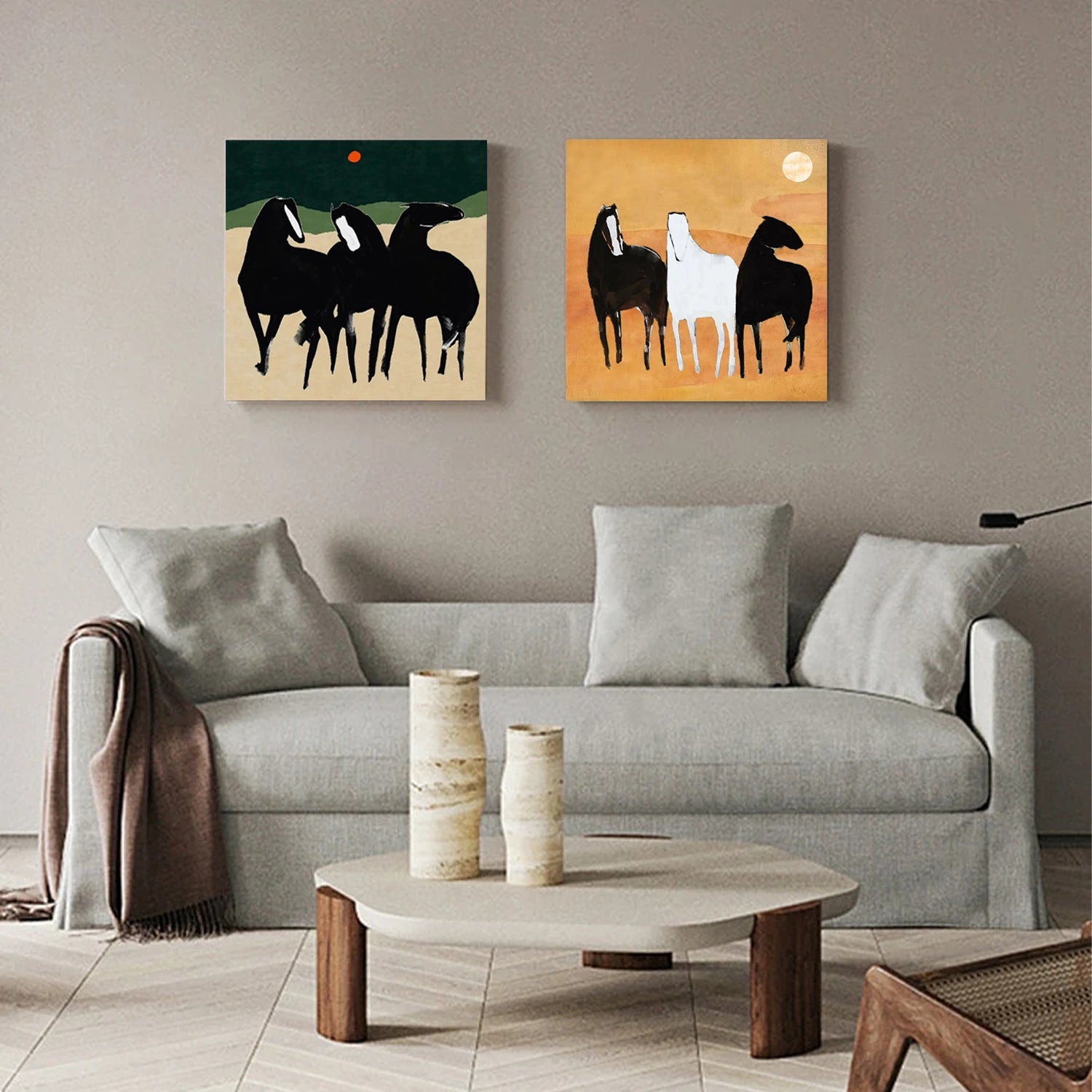 Abstract Animal Art Horse Wall Art Set of 2 #AT036