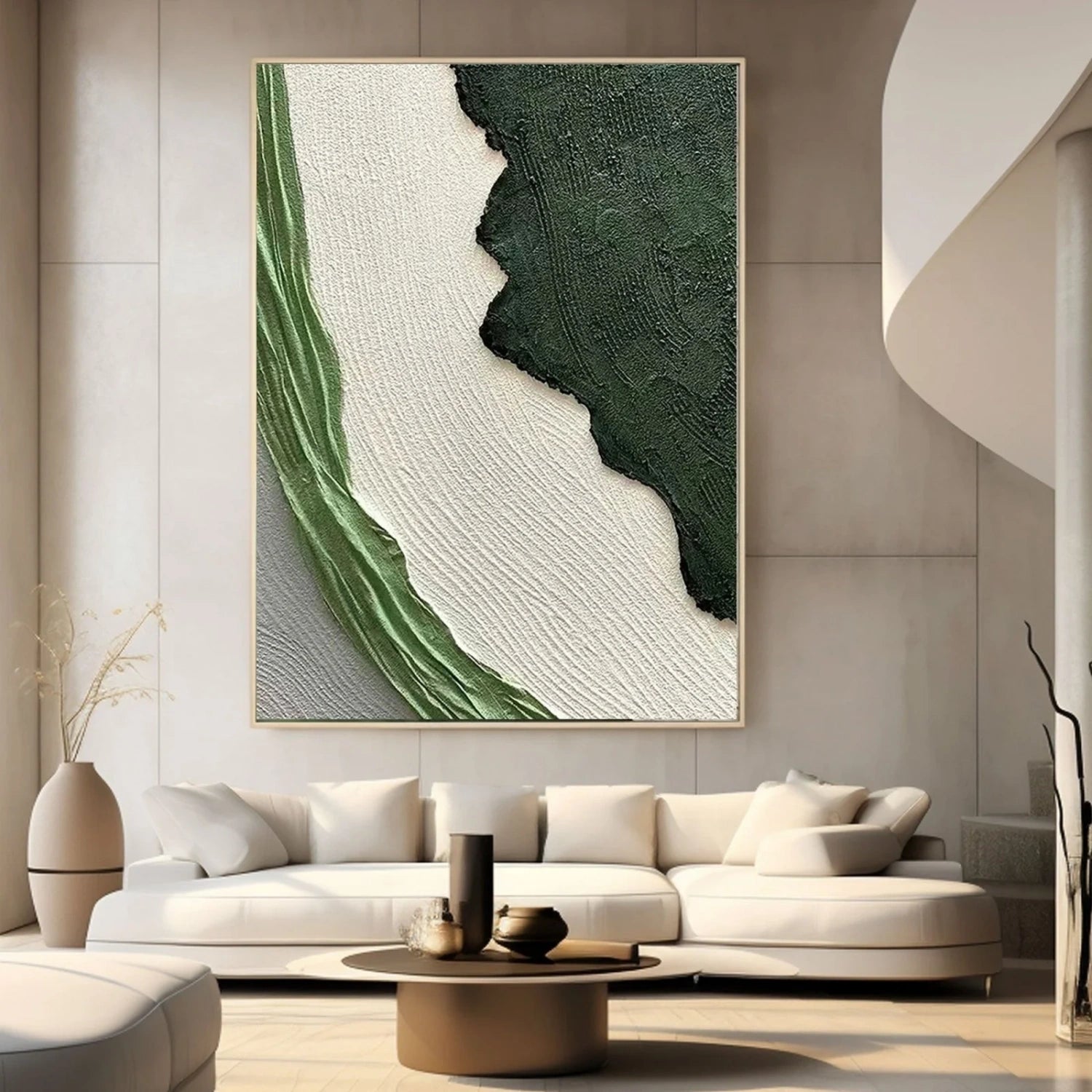 Green Textured Minimalist Wall Art #GT042