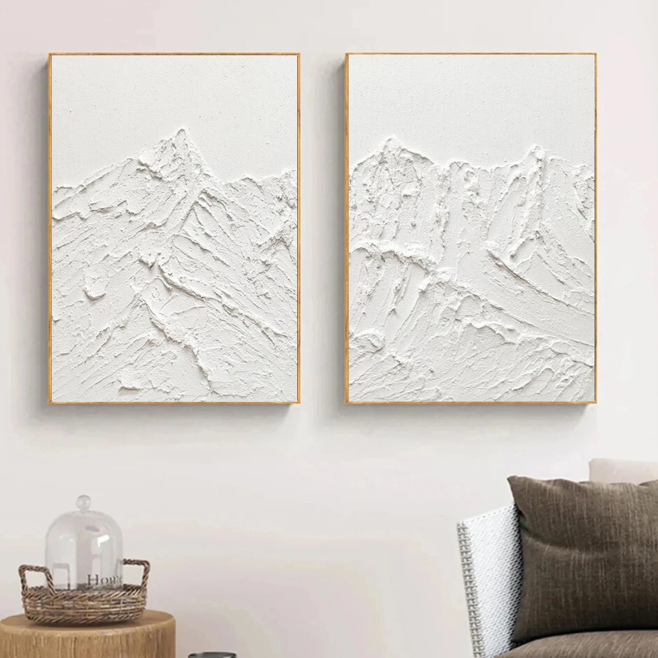 White Textured Minimalist Wall Art Set of 2 #WT081