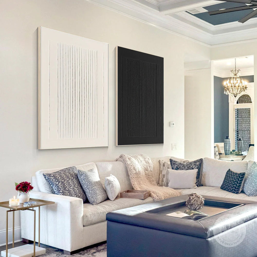 White Textured Minimalist Wall Art Set of 2 #WT023