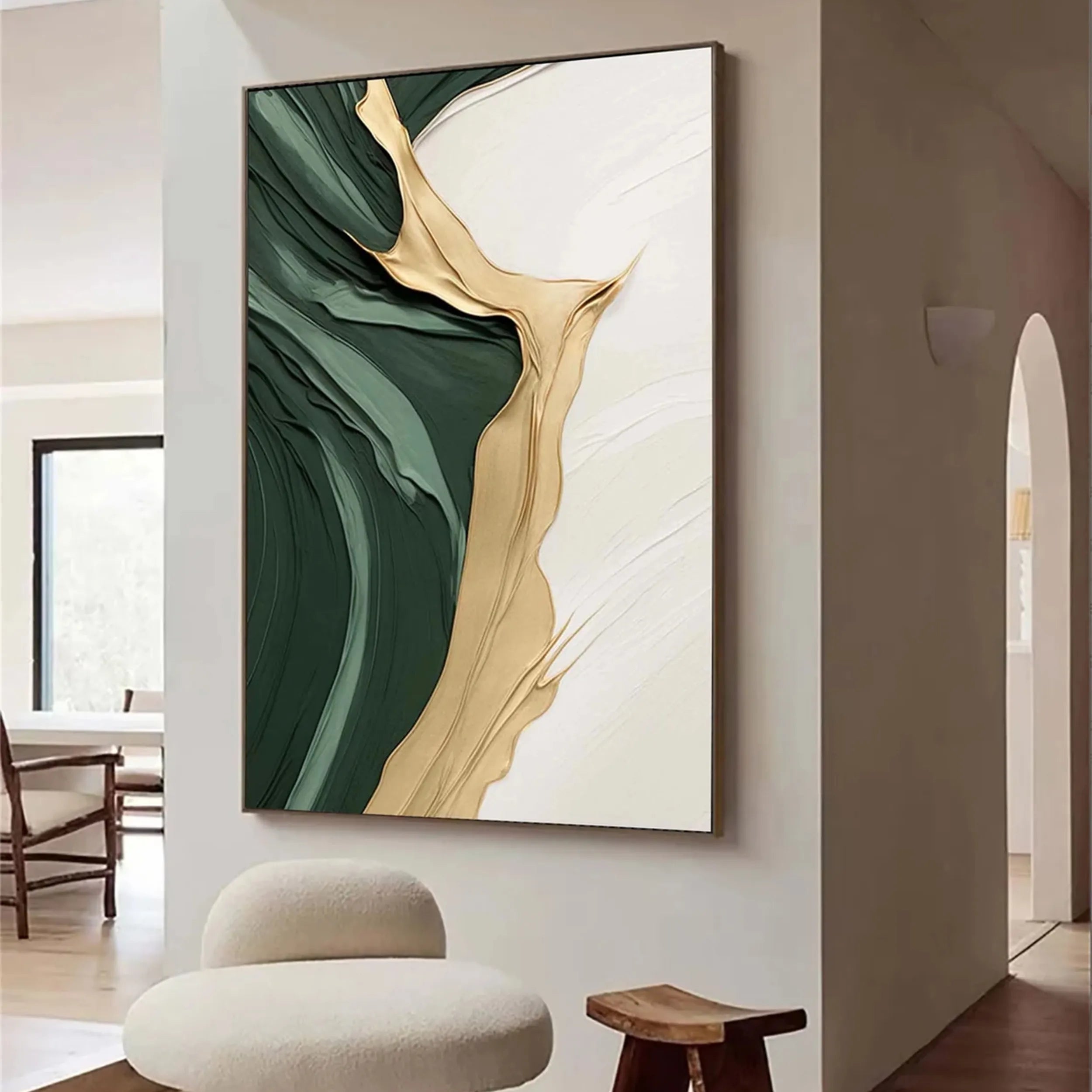 Green Textured Minimalist Wall Art #GT035
