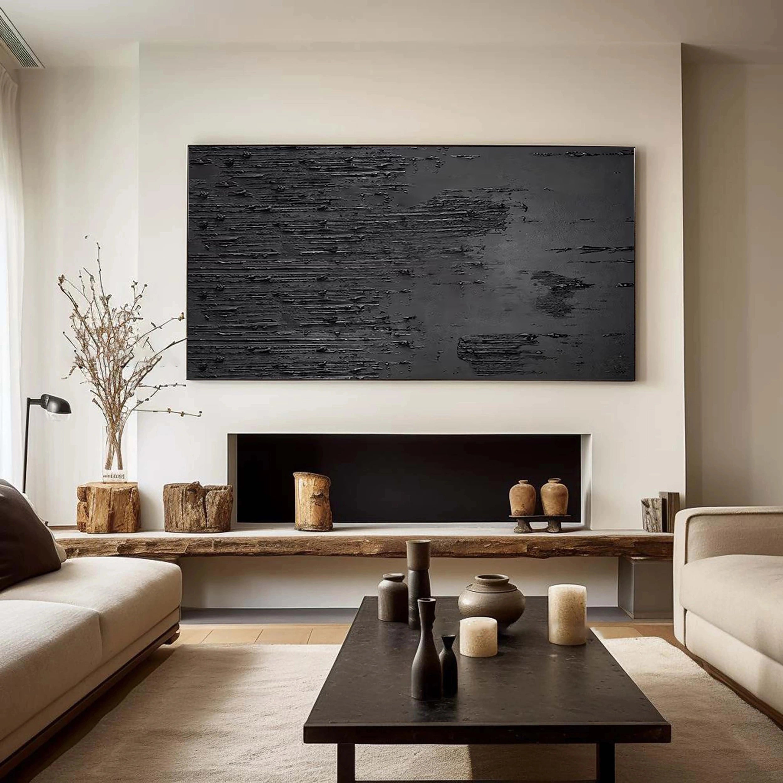 Black Textured Minimalist Wall Art #BT037