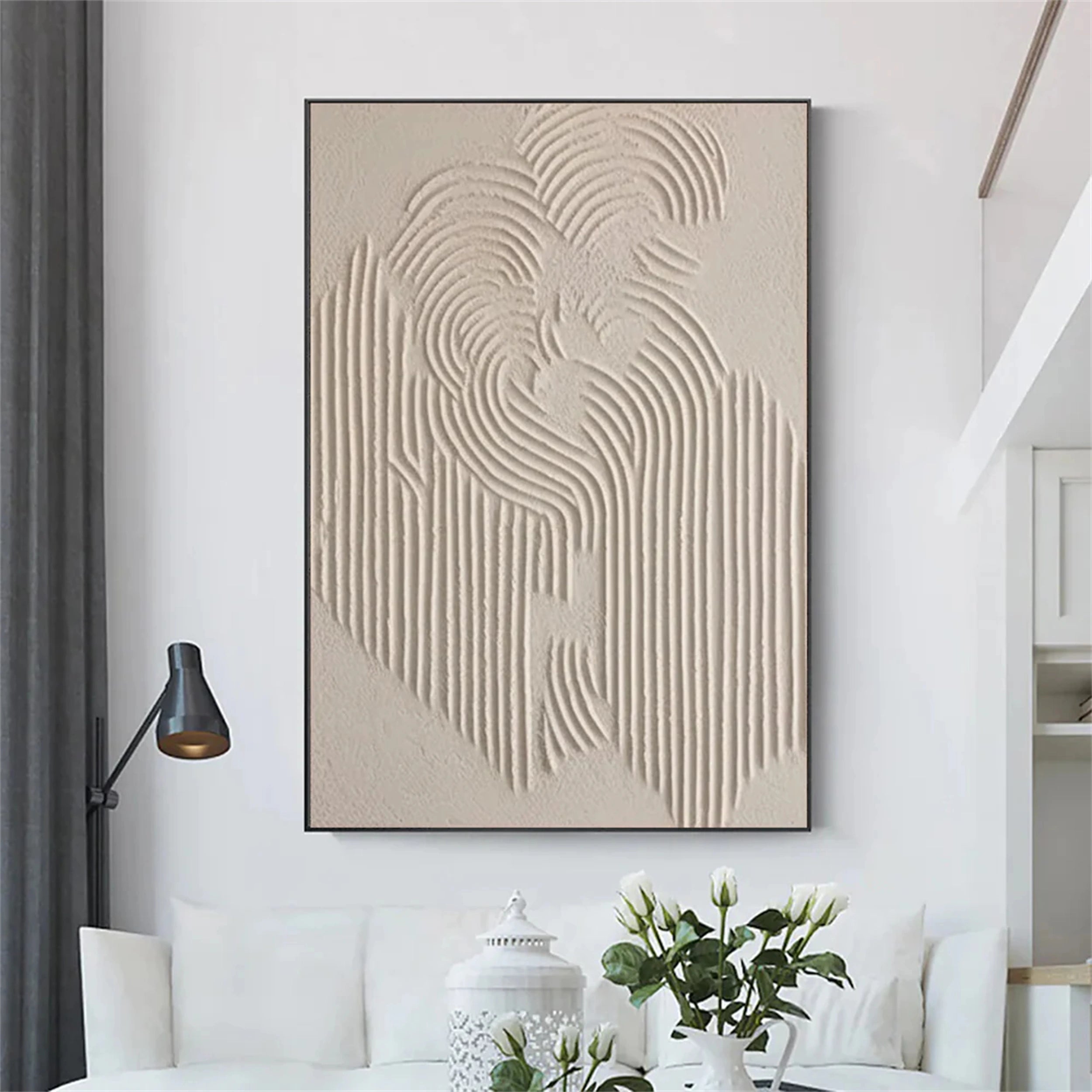 Beige & Brown Textured Minimalist Wall Art #BM029