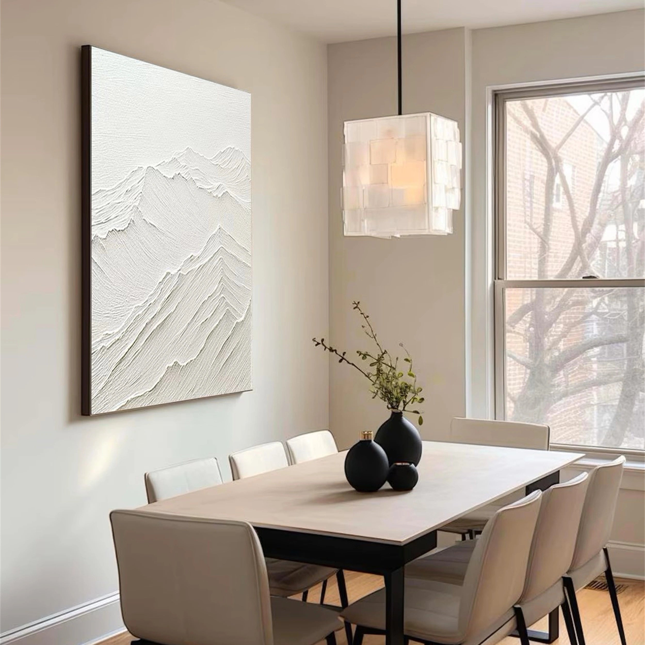 White Textured Minimalist Wall Art #WT077