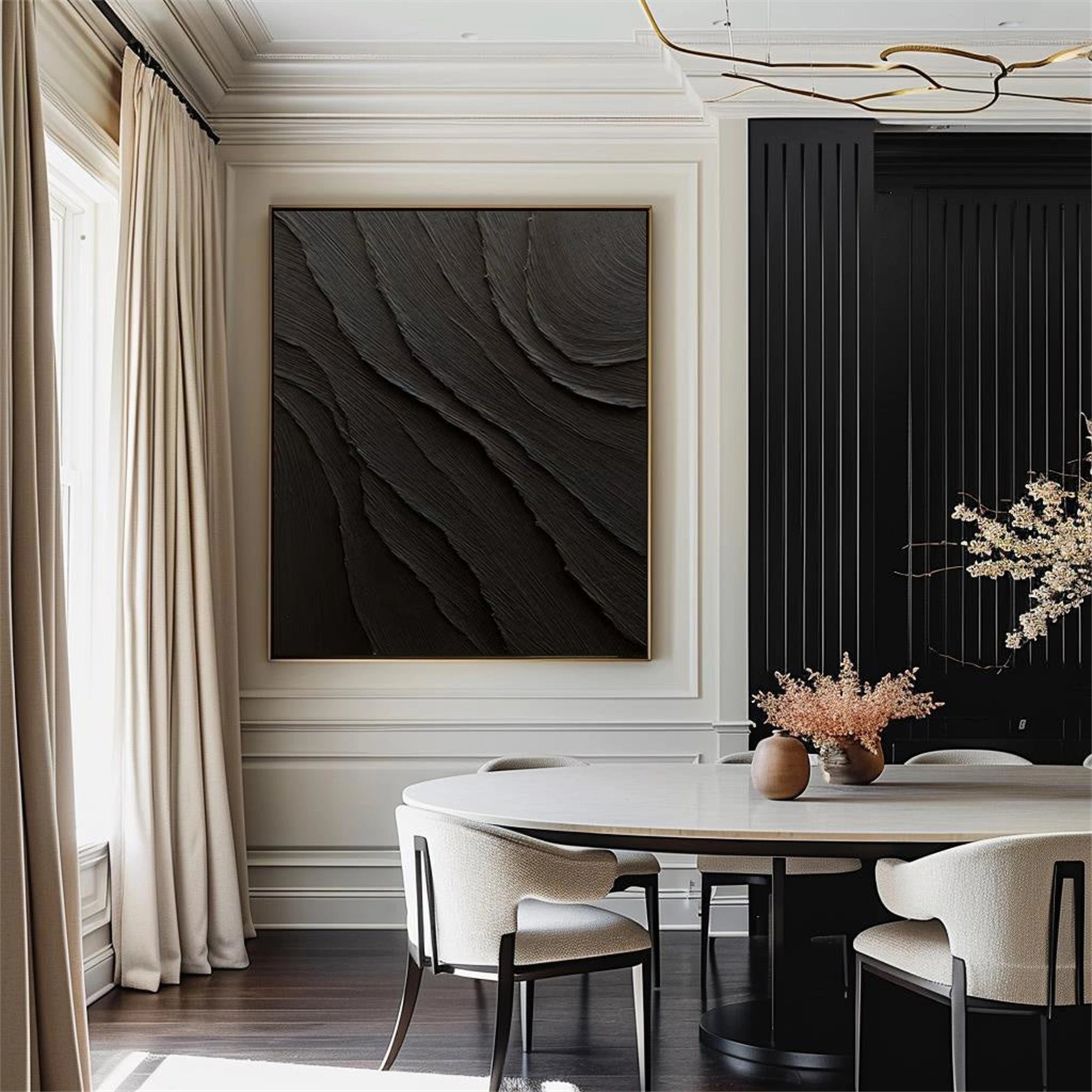 Black Textured Minimalist Wall Art #BT064