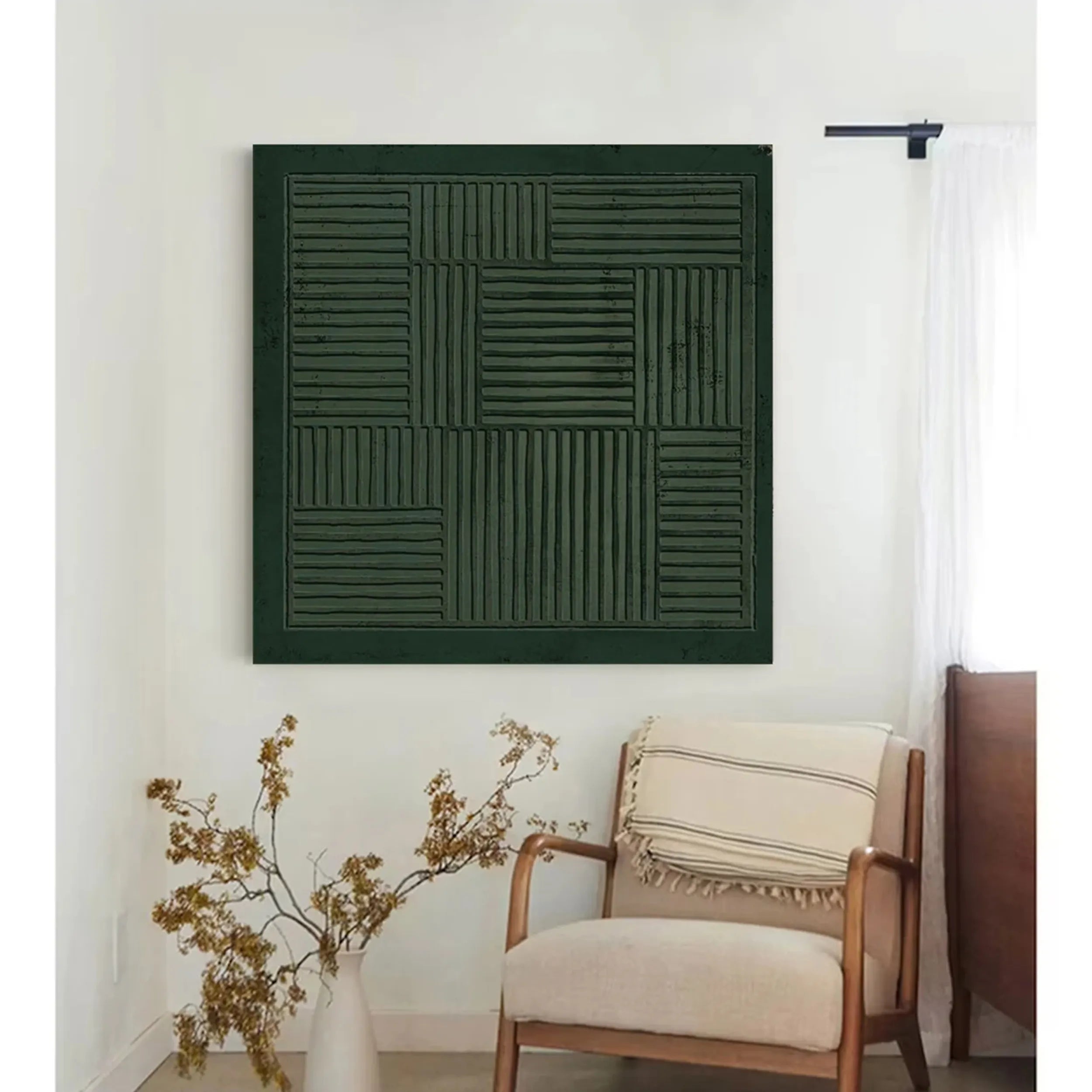 Green Textured Minimalist Wall Art #GT010