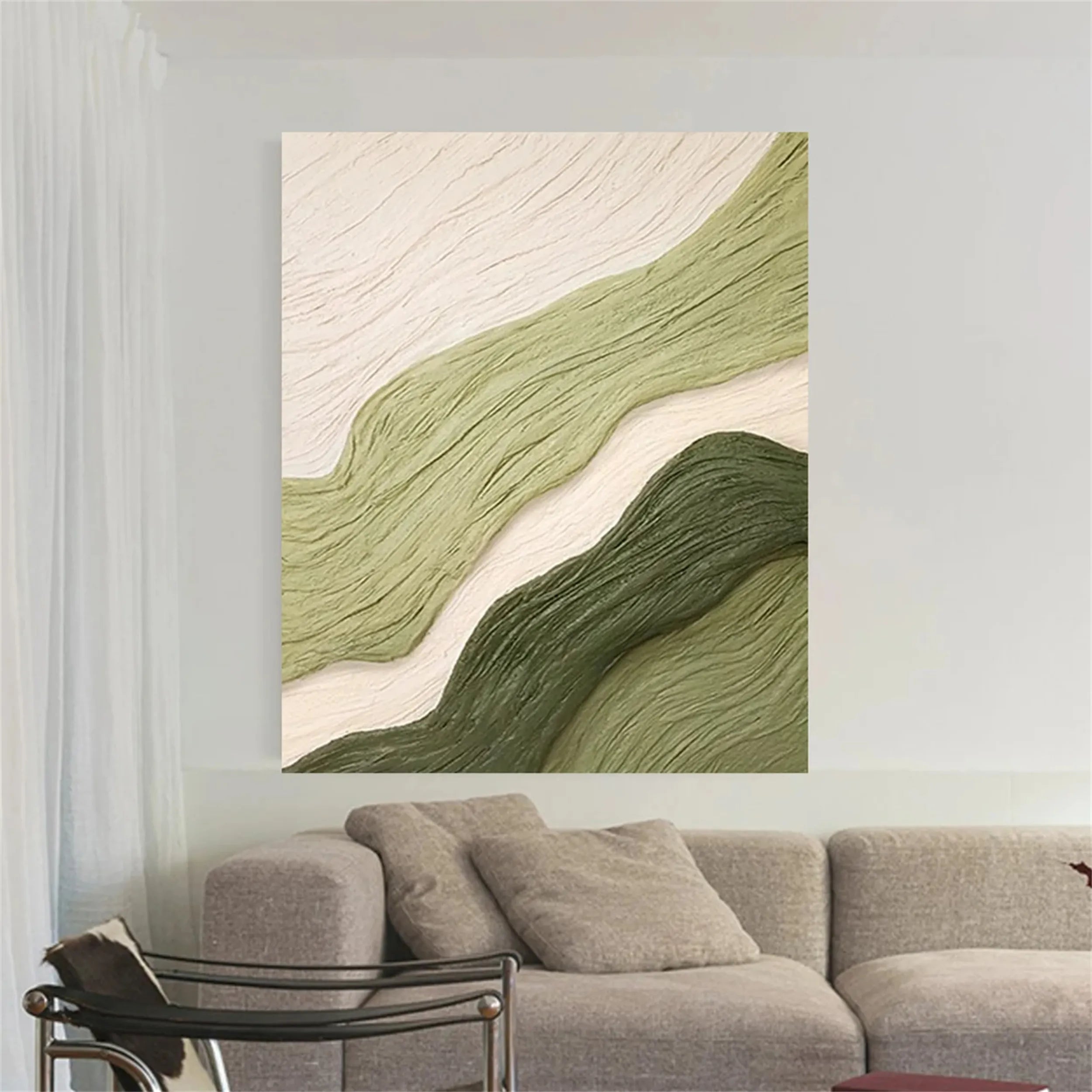 Green Textured Minimalist Wall Art #GT026