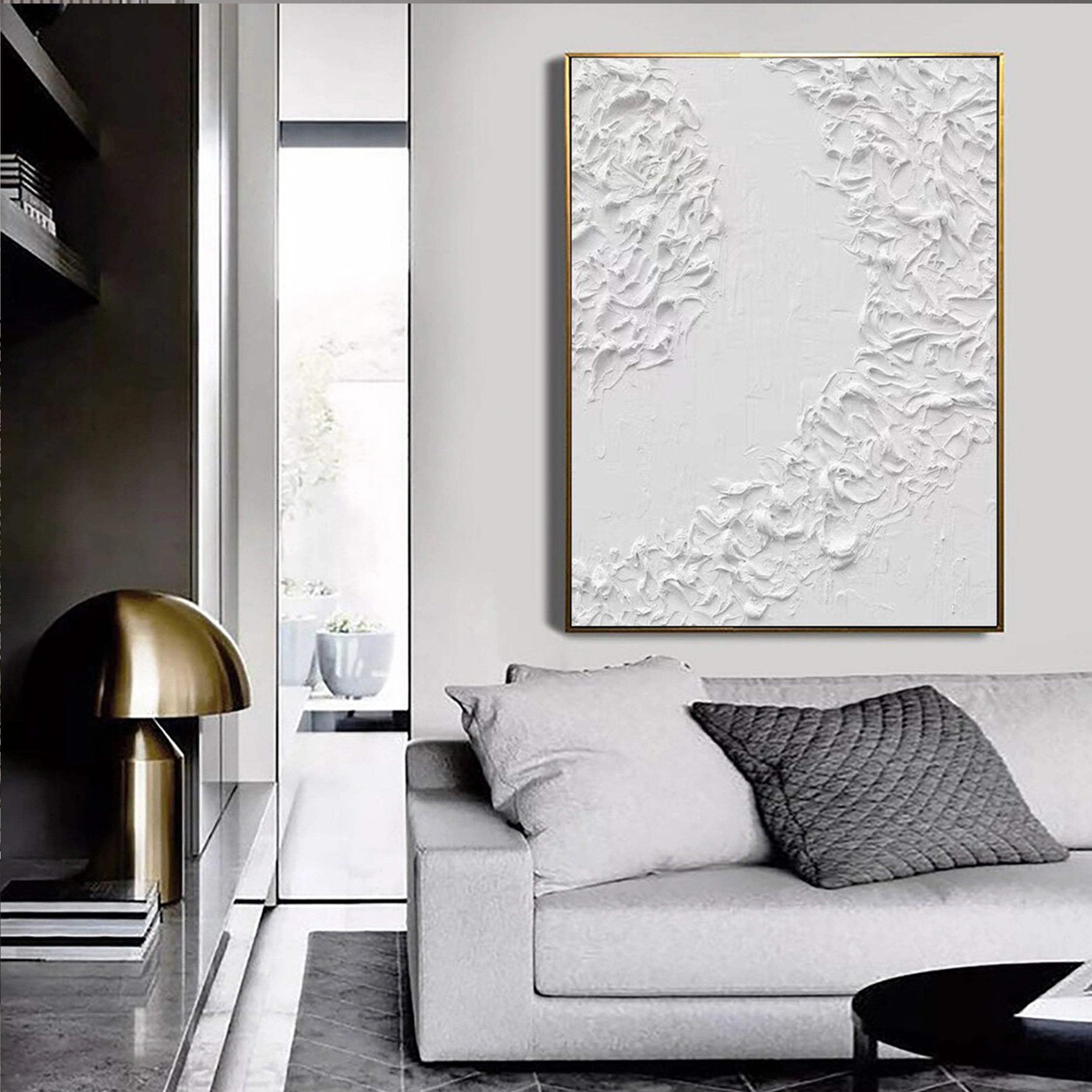 White Textured Minimalist Wall Art #WT057