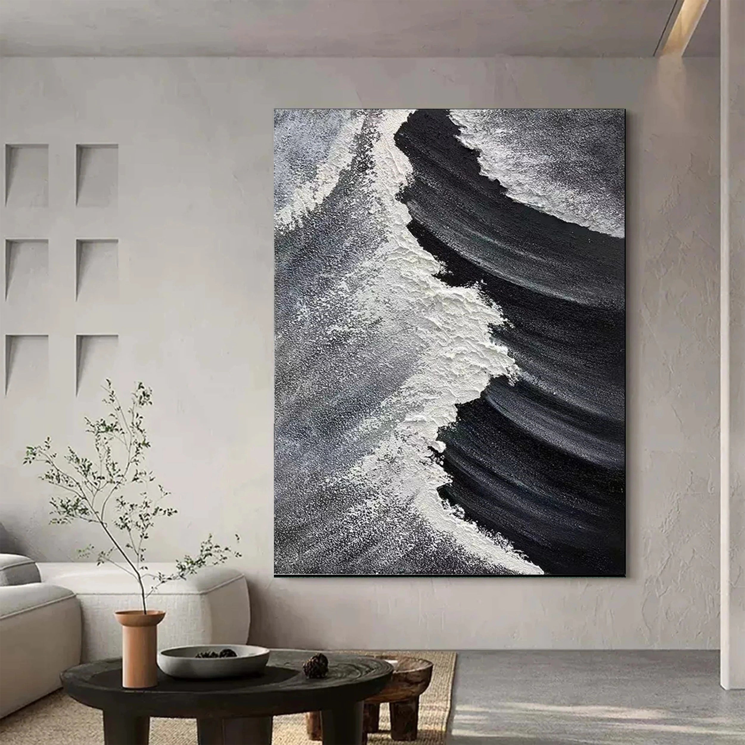Black Textured Minimalist Wall Art #BT044