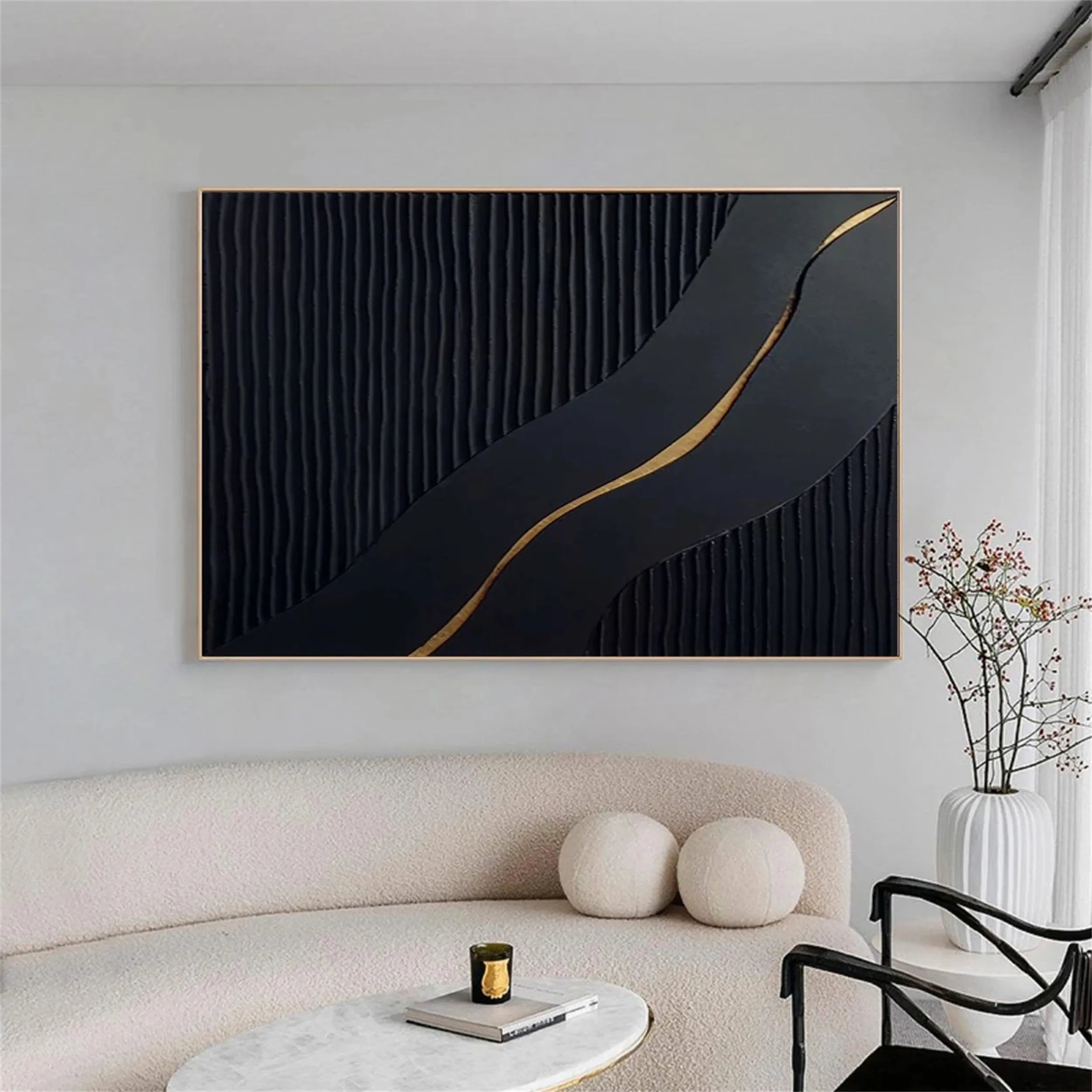 Black Textured Minimalist Wall Art #BT055