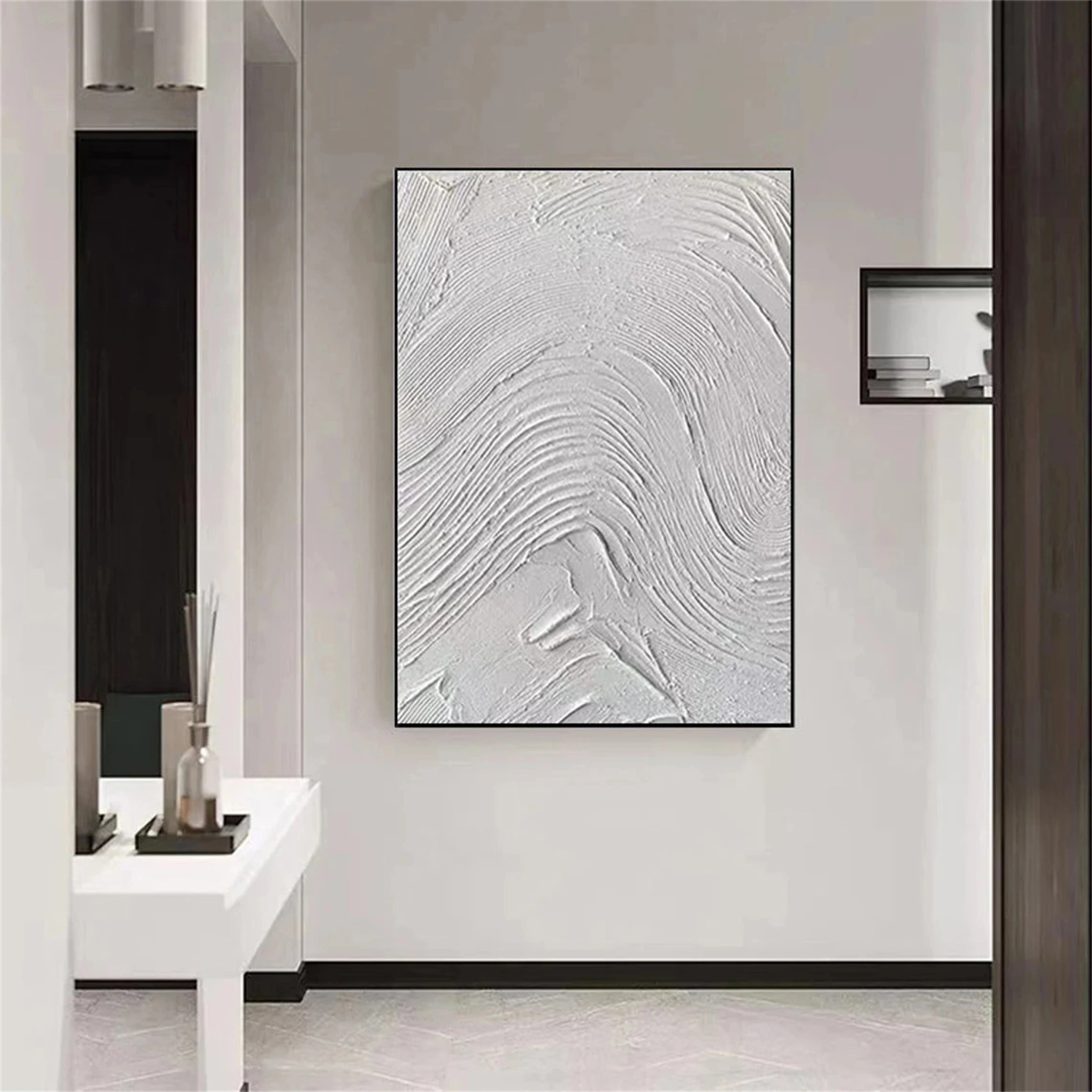 White Textured Minimalist Wall Art #WT075