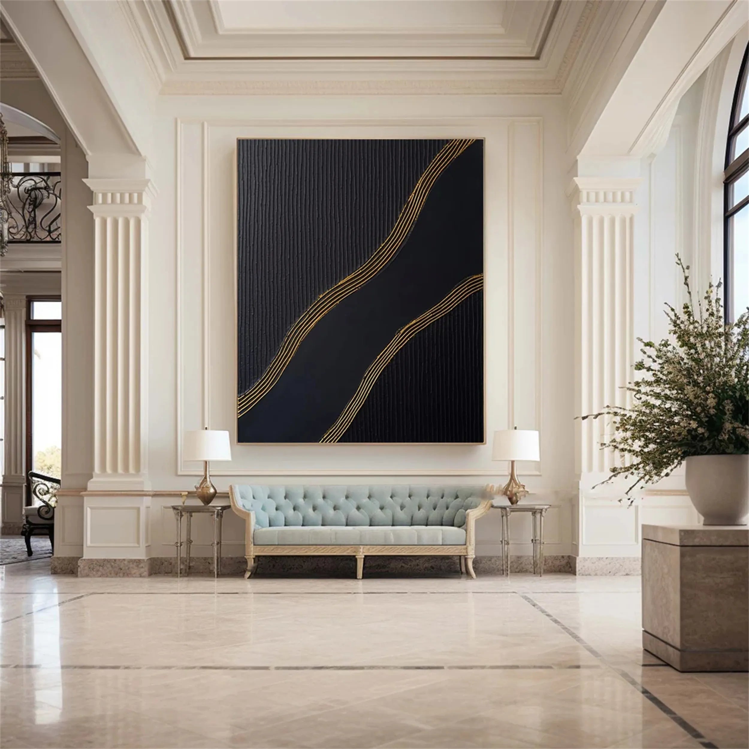 Black Textured Minimalist Wall Art #BT057