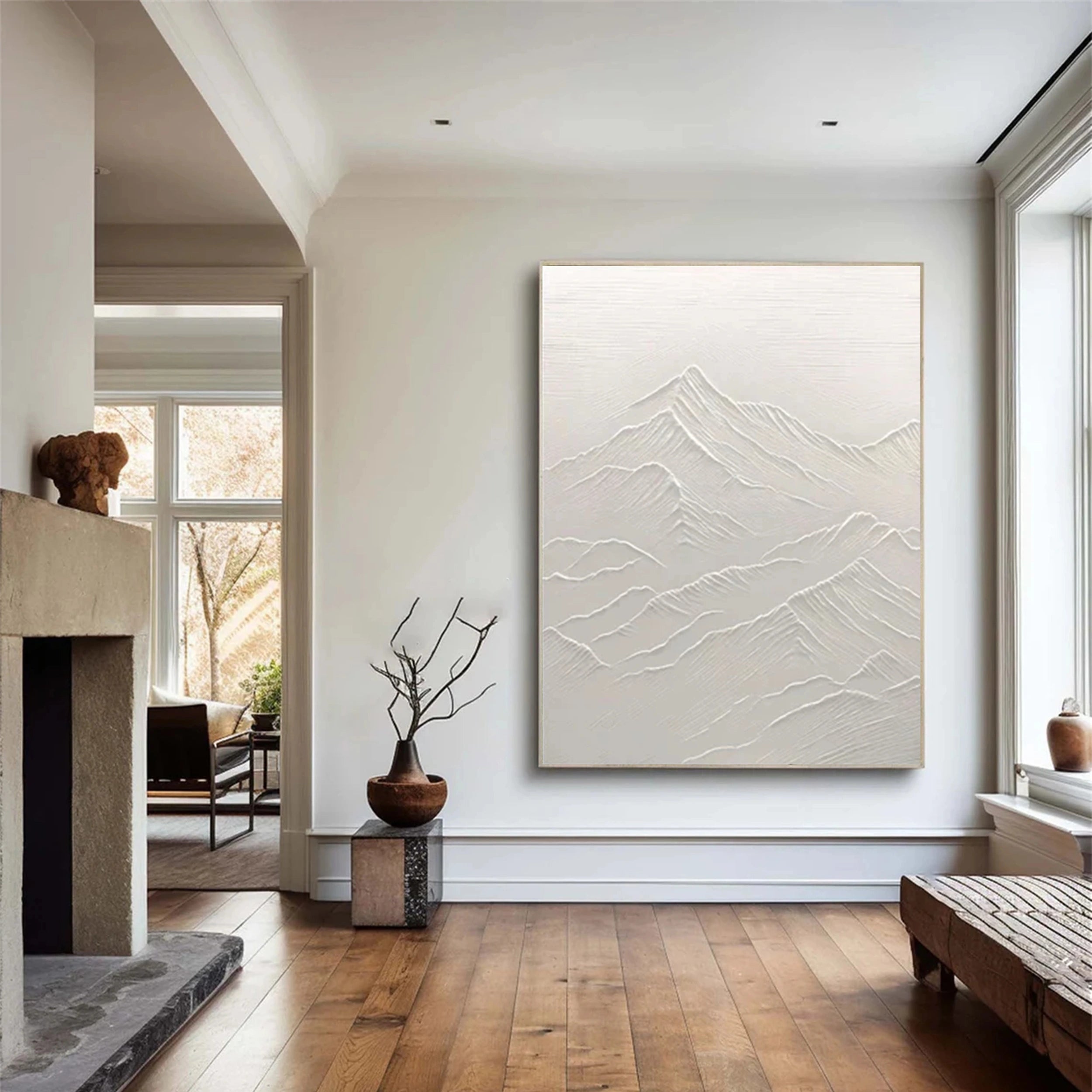 White Textured Minimalist Wall Art #WT048