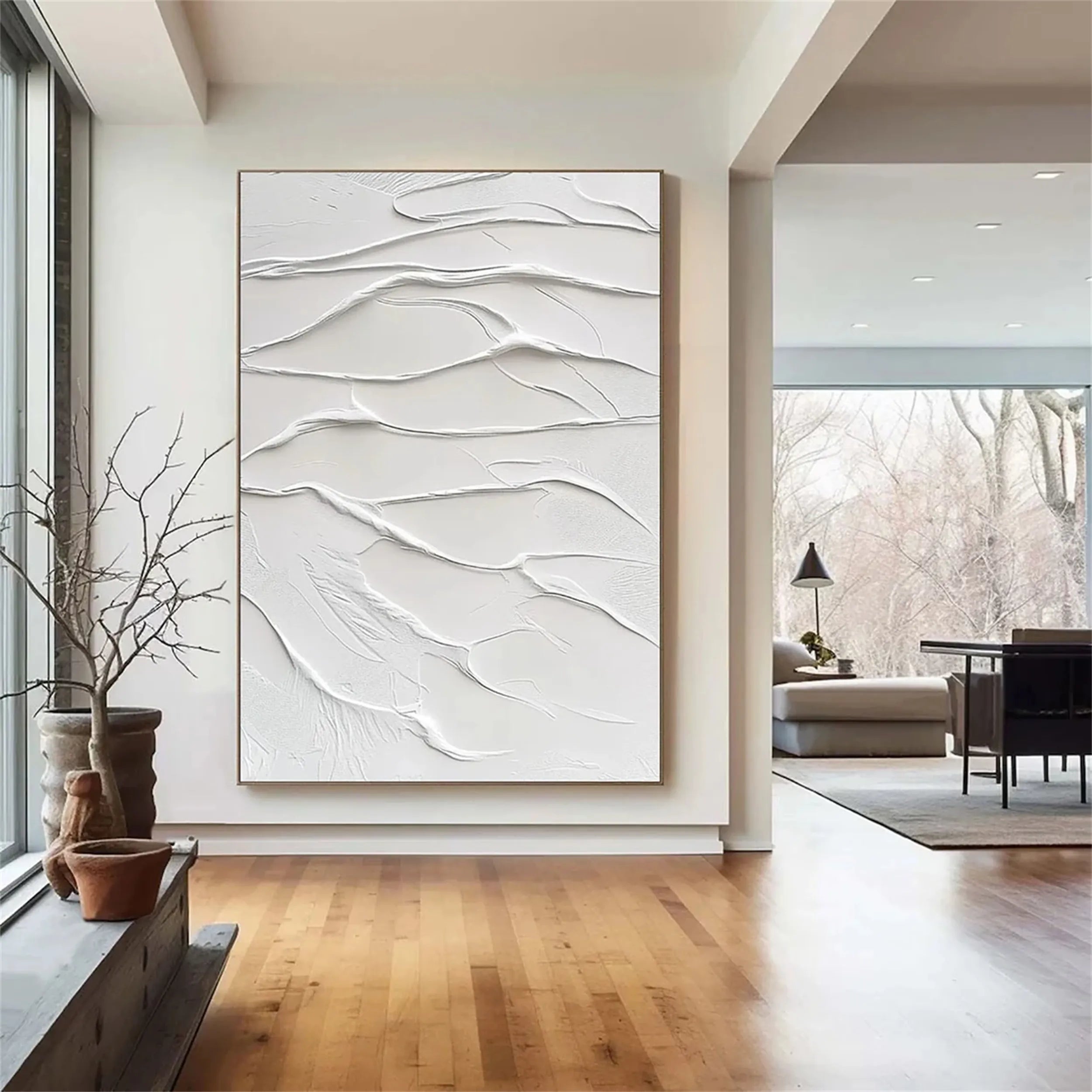 White Textured Minimalist Wall Art #WT093