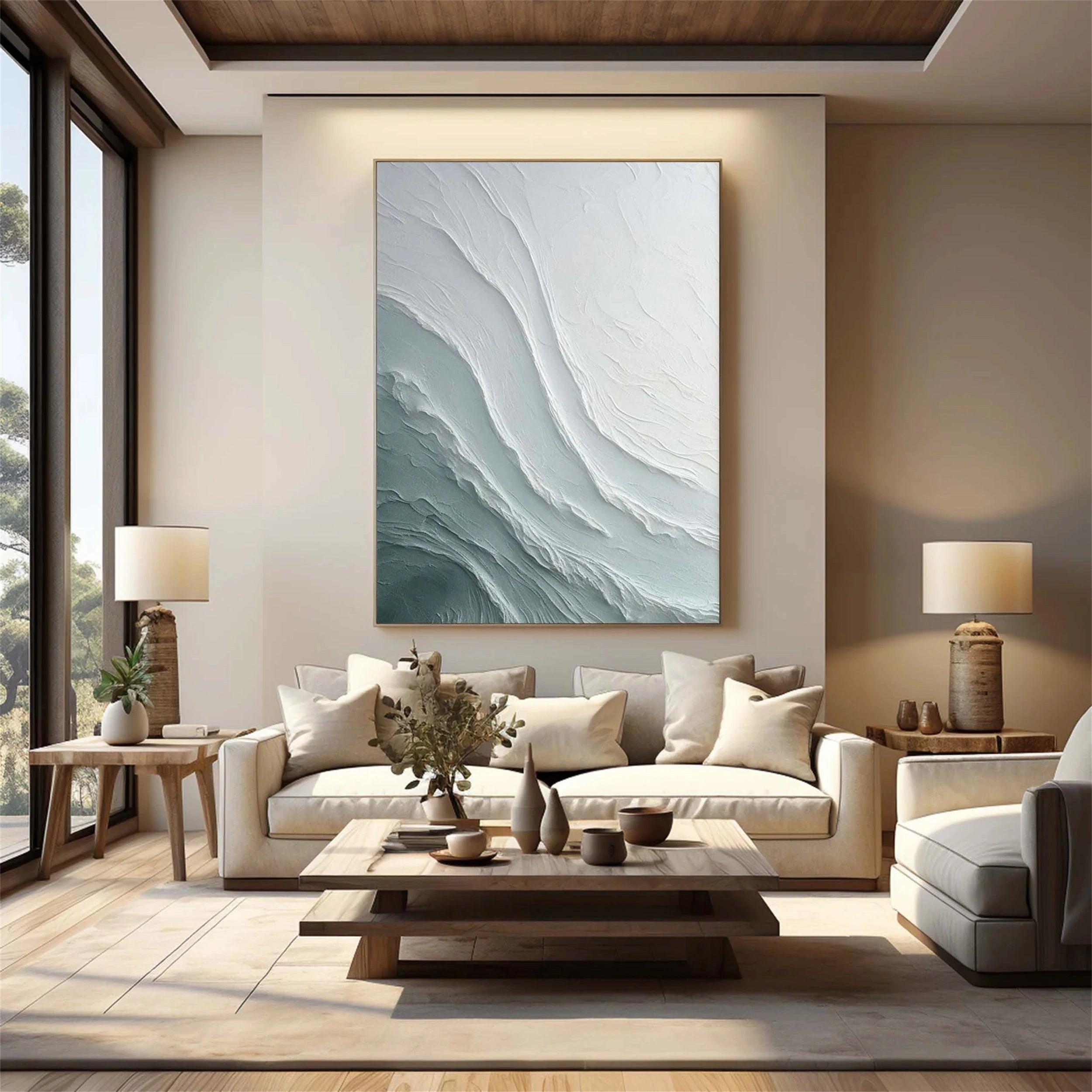 Blue Textured Minimalist Wall Art #BL023
