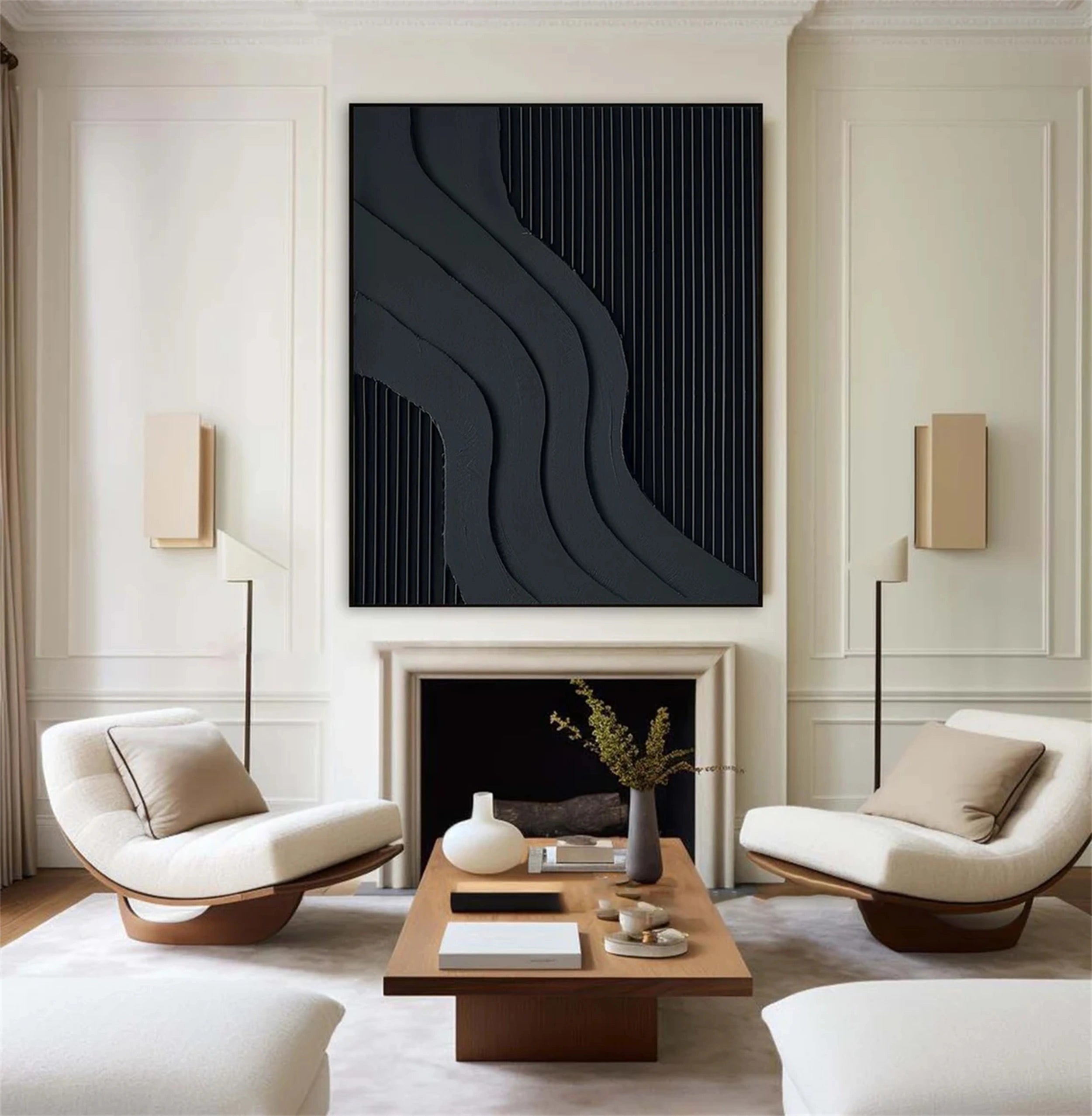 Black Textured Minimalist Wall Art #BT020