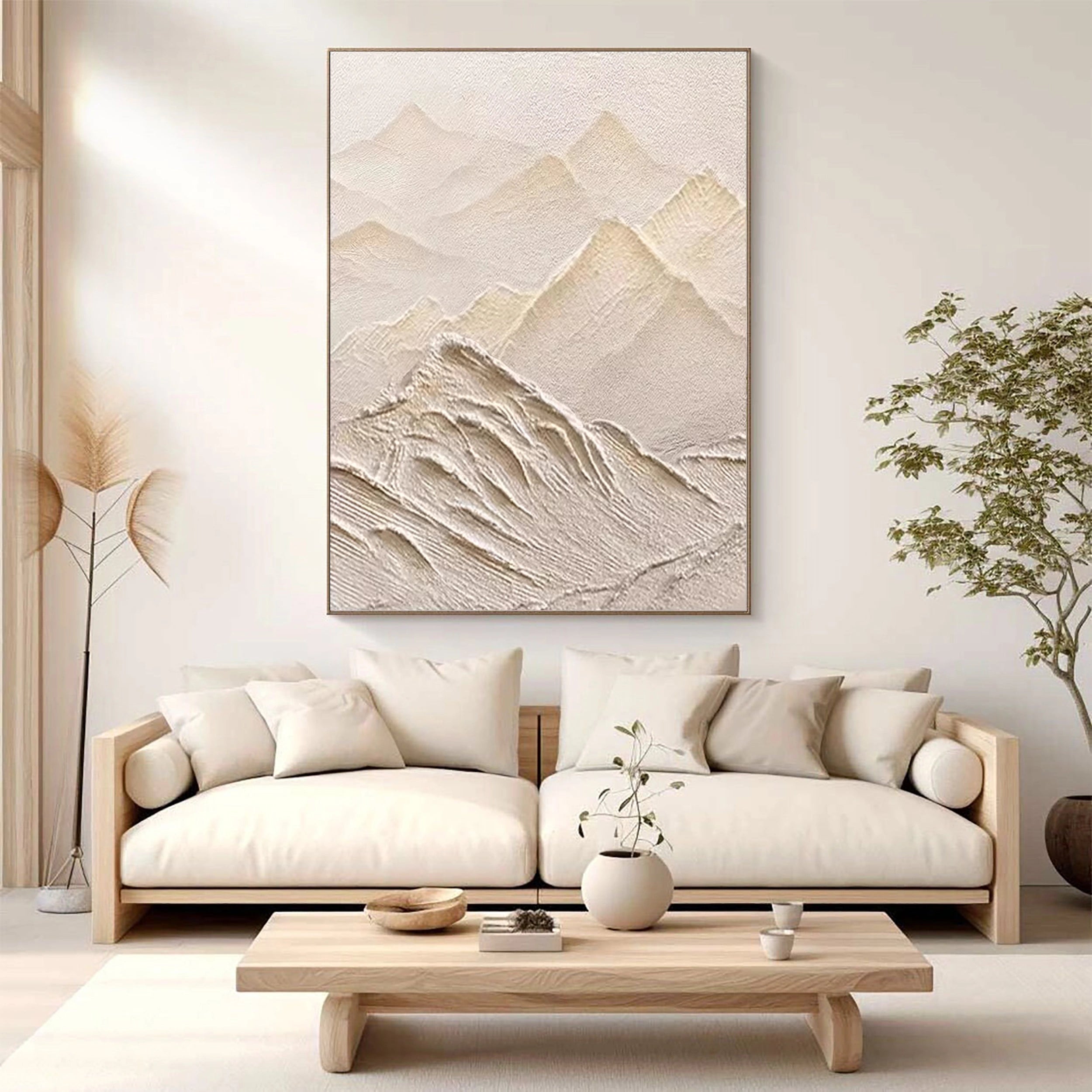 Beige & Brown Textured Minimalist Wall Art #BM003