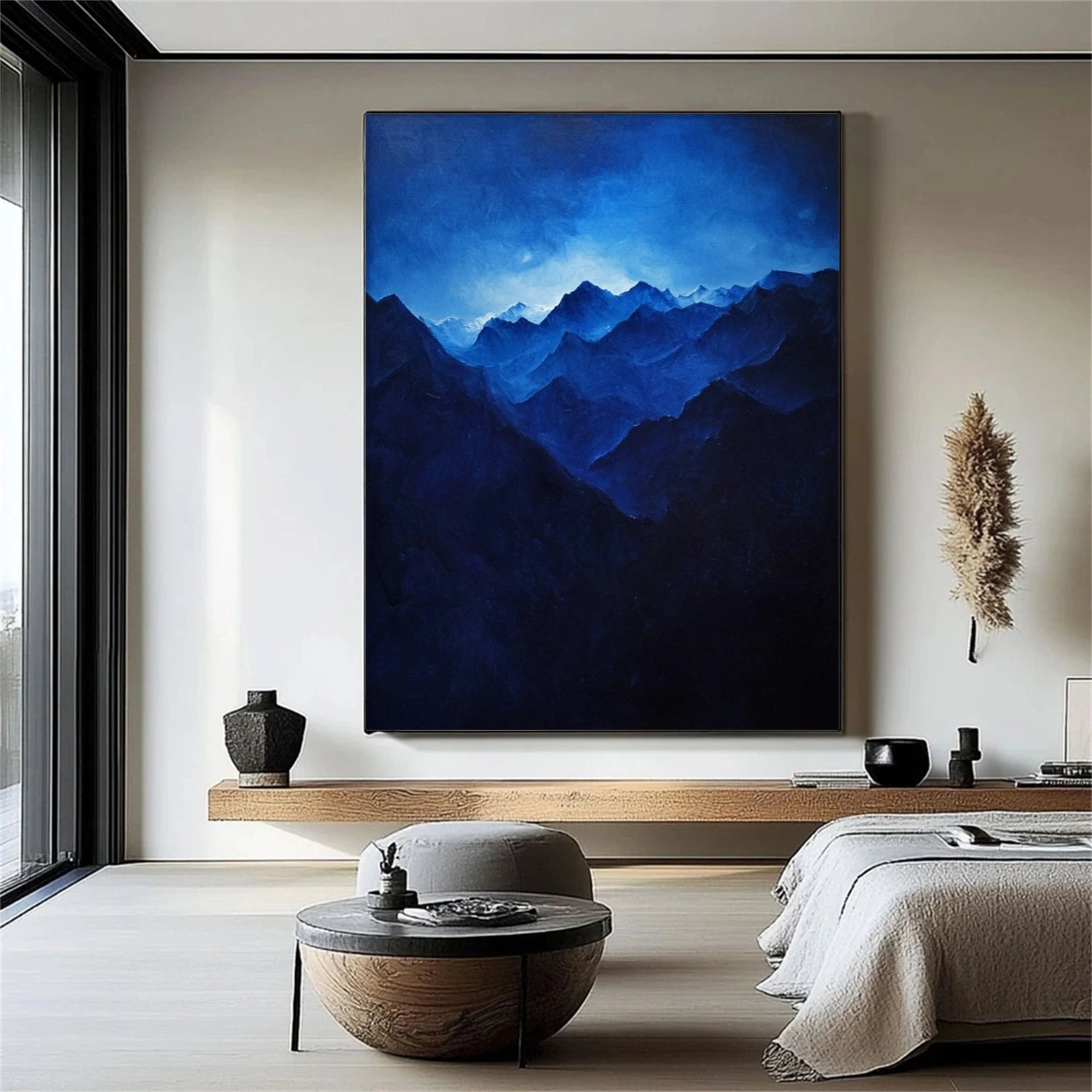 Blue Minimalist Mountain Canvas Art #WT192
