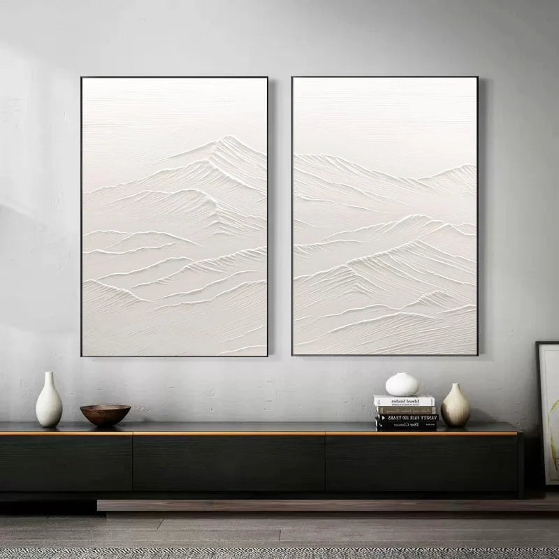 White Textured Minimalist Wall Art Set of 2 #WT003