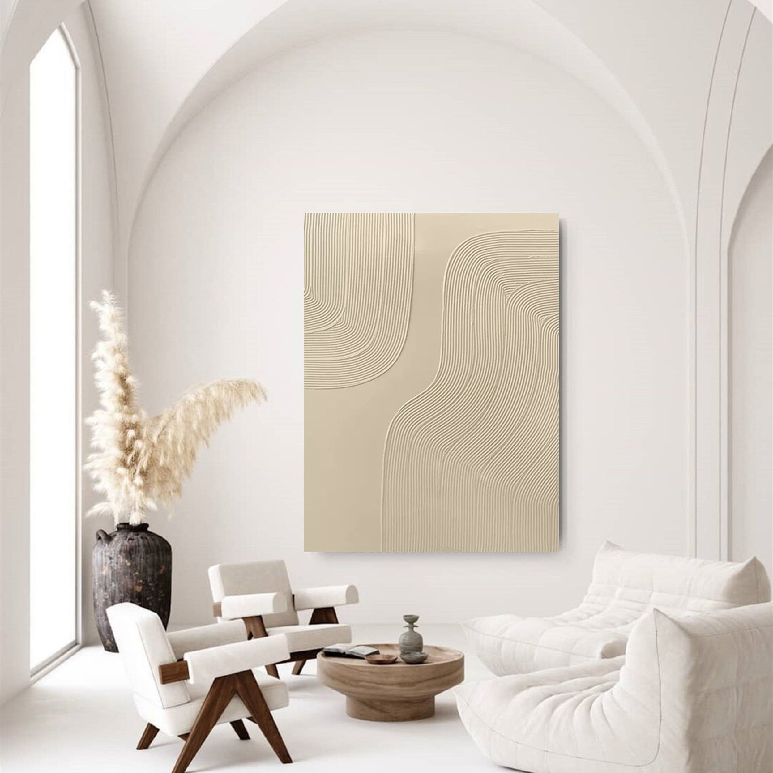 Beige & Brown Textured Minimalist Wall Art #BM008