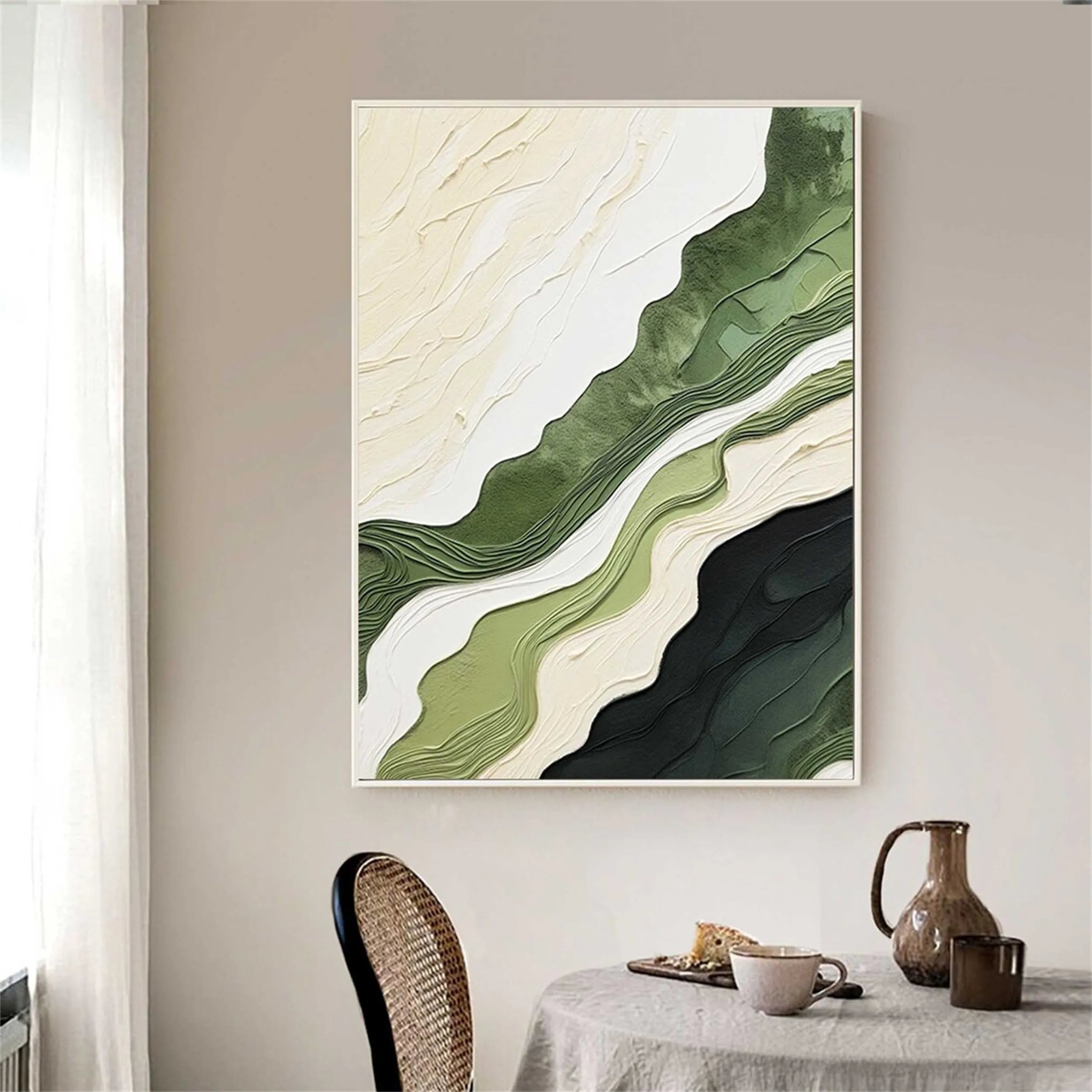 Green Textured Minimalist Wall Art #GT021