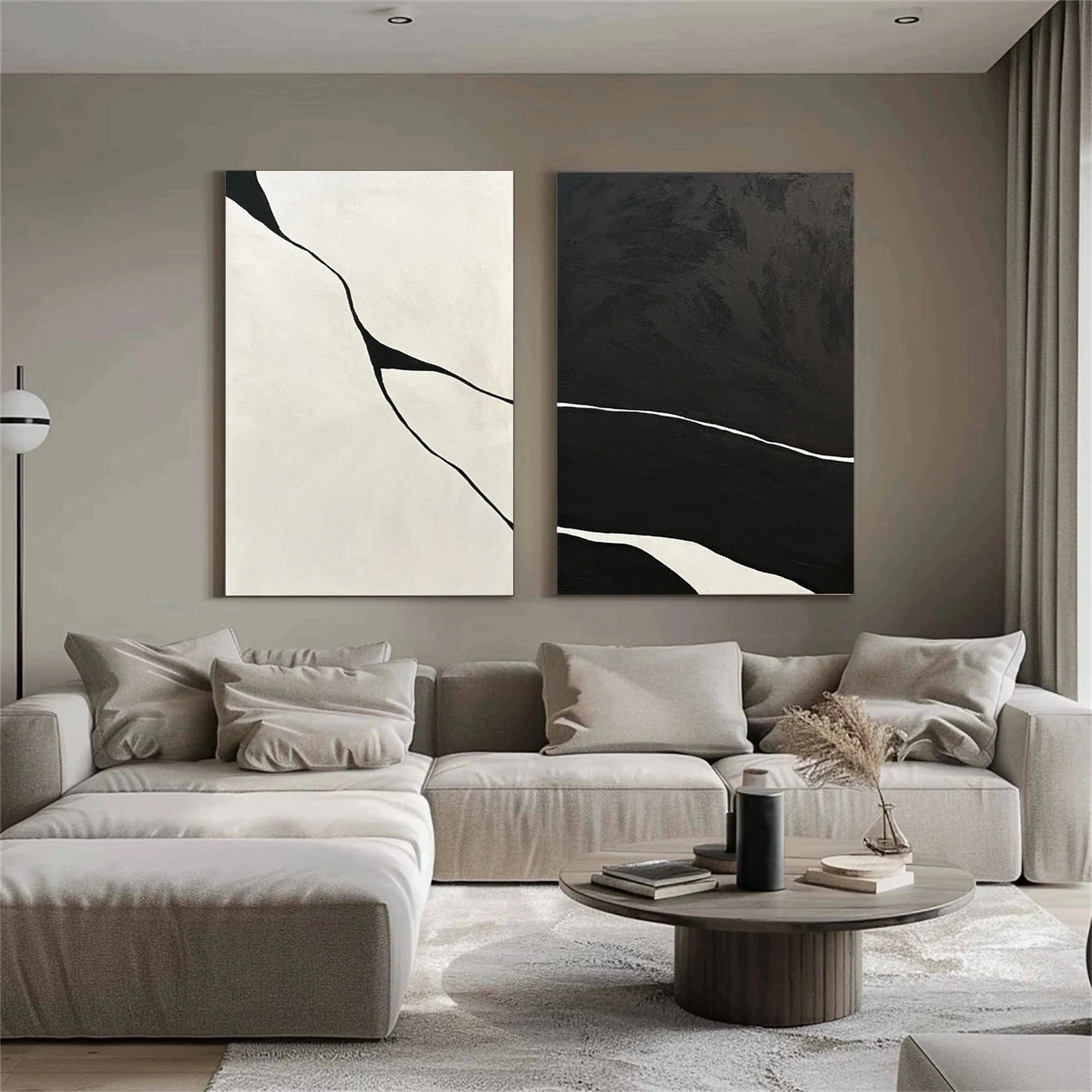 Black and White Wabi Sabi Abstract Canvas Art Set of 2 #WA200