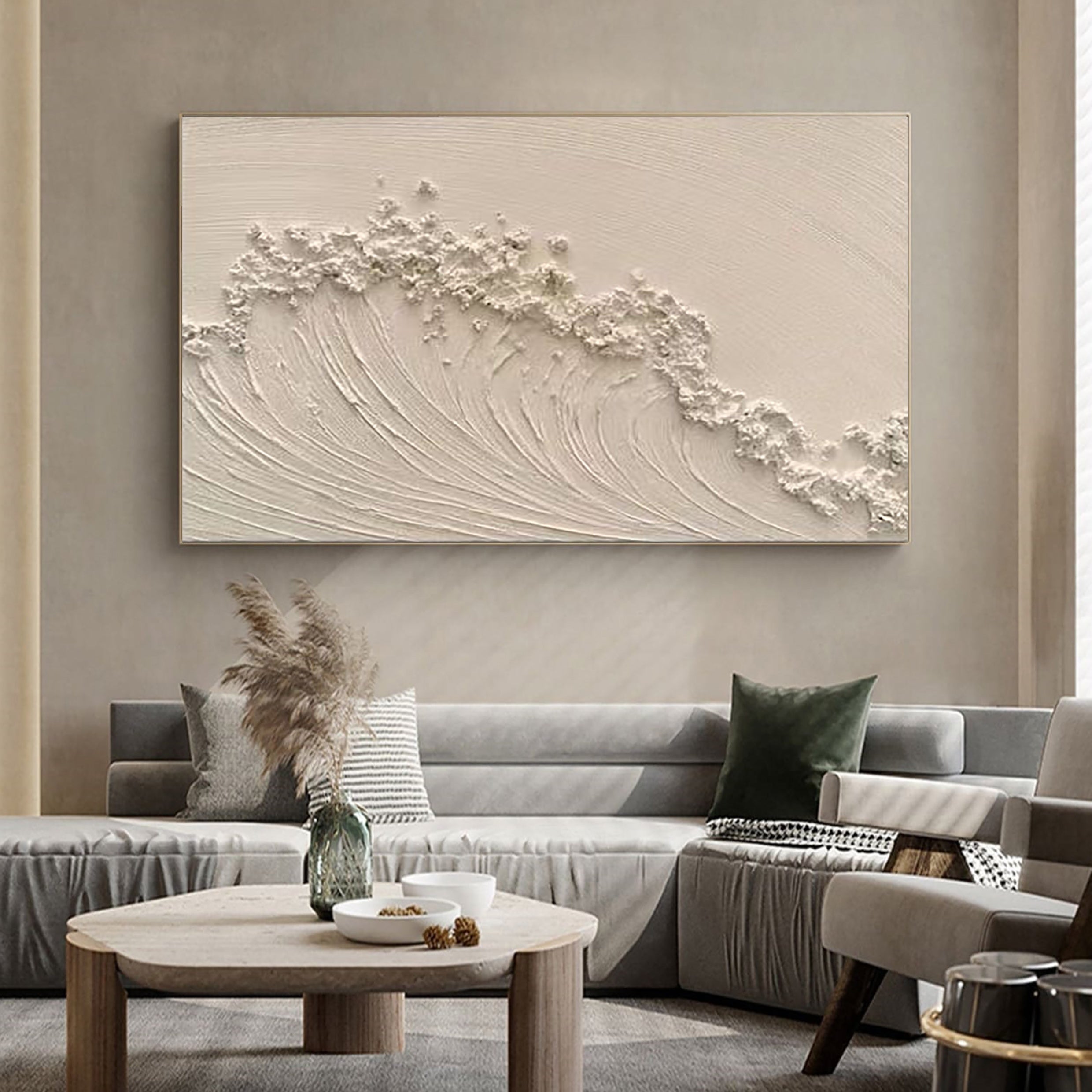 Beige & Brown Textured Minimalist Wall Art #BM017