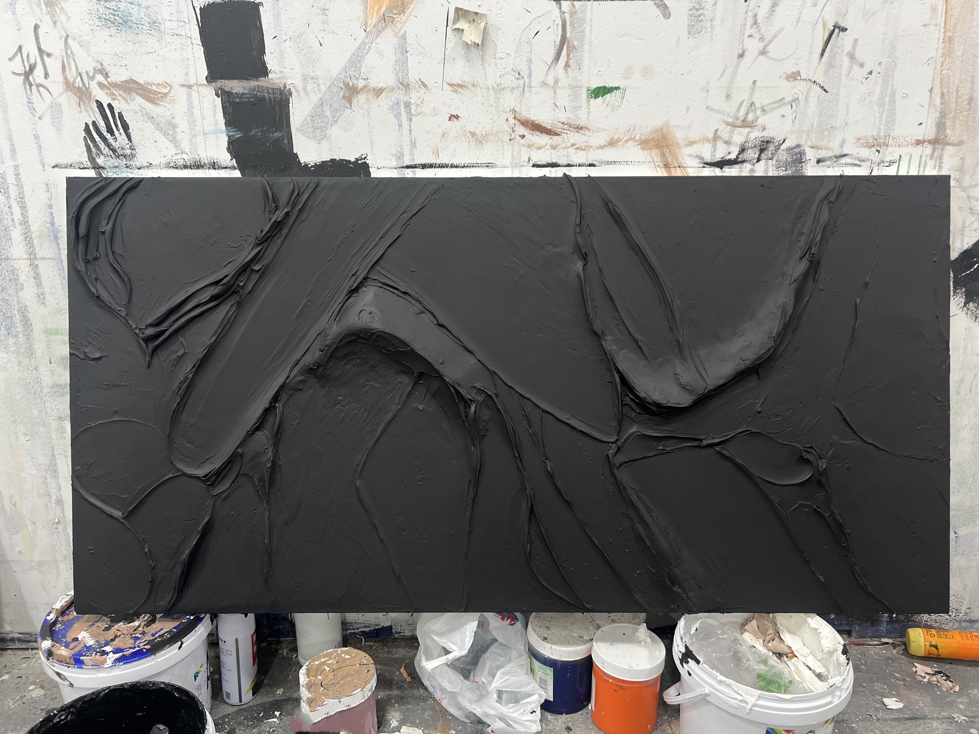 Black Textured Minimalist Wall Art #BT003