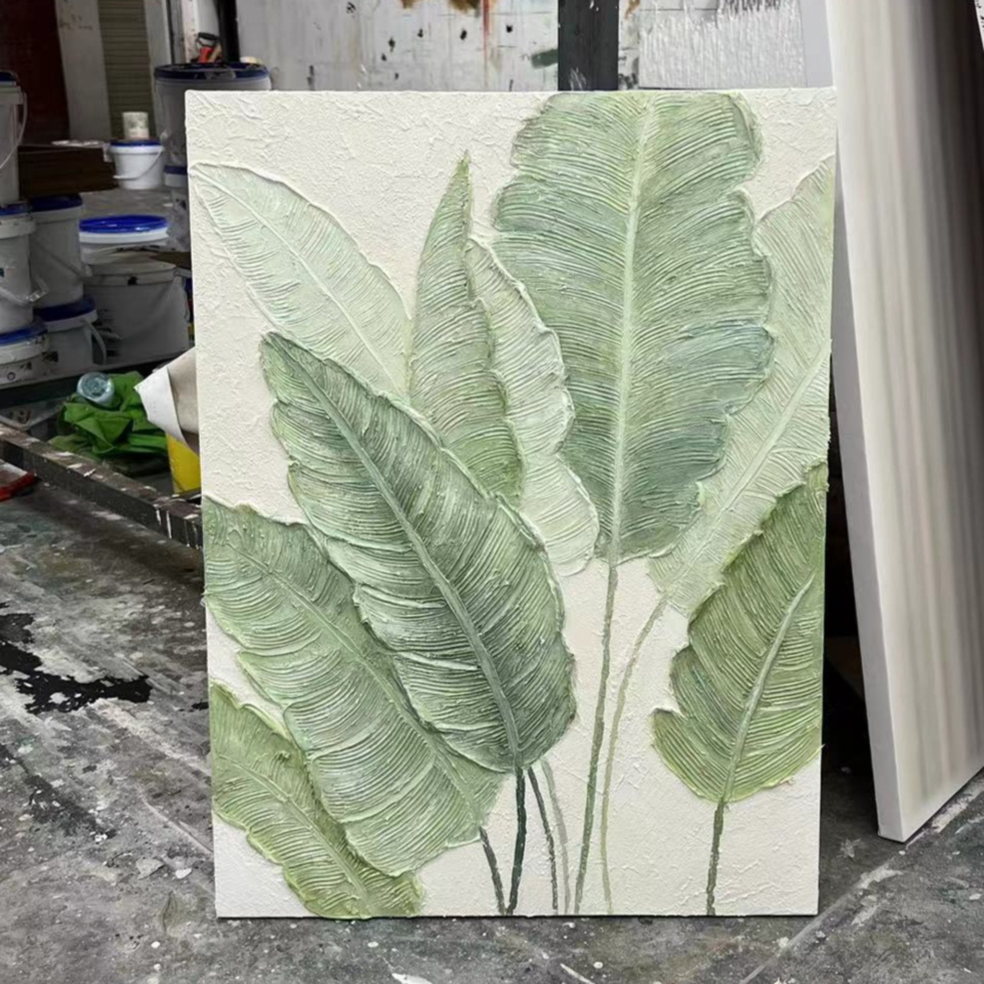 Green Textured Minimalist Wall Art #GT038