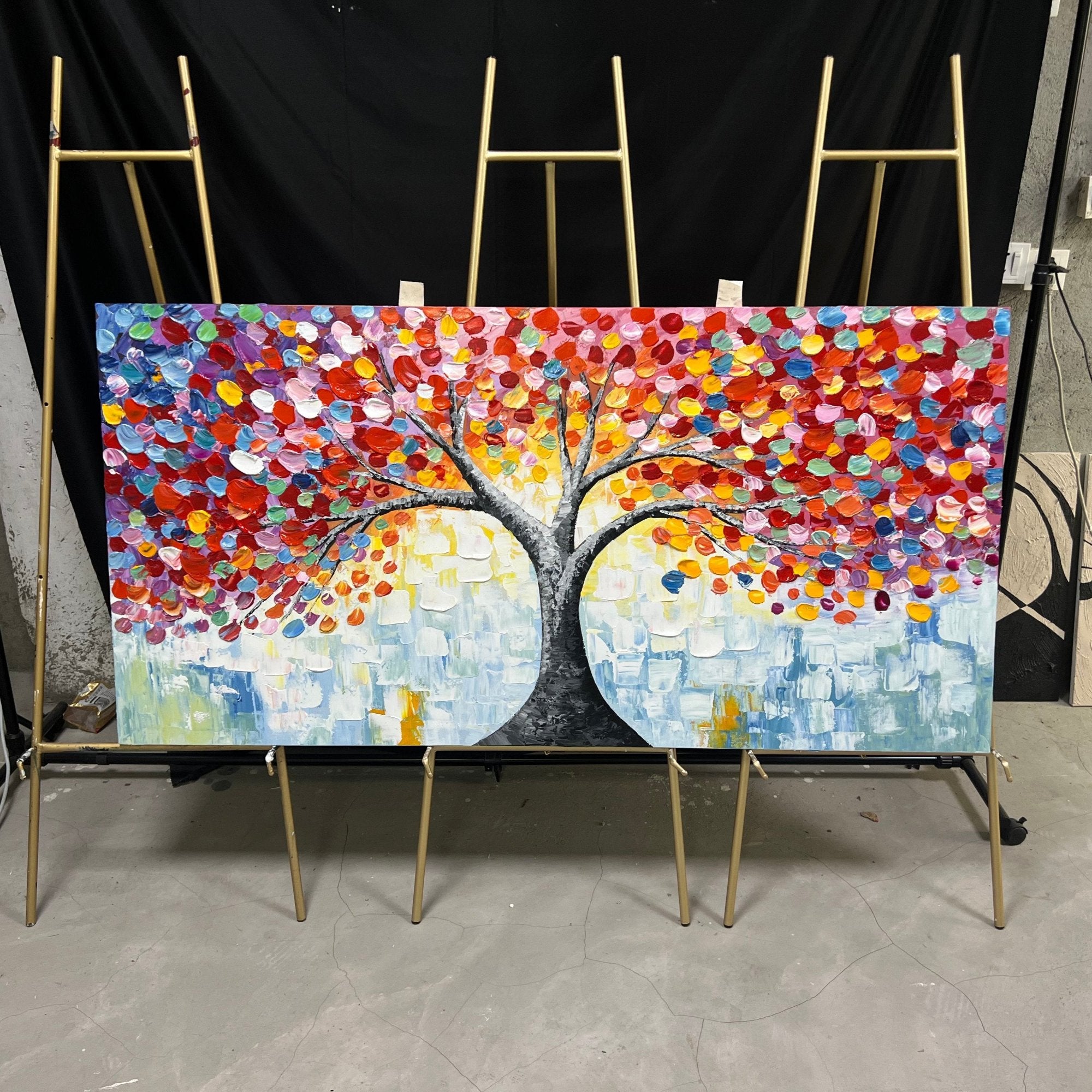 Colorful Tree And Flower Painting #TF019