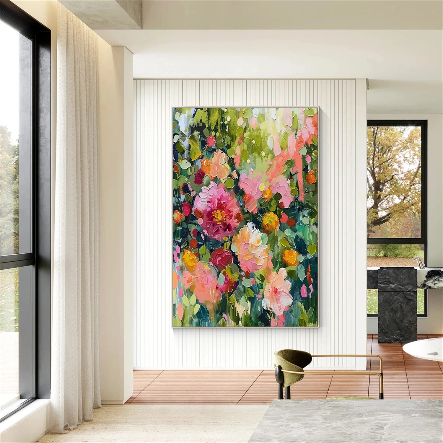 Colorful Tree And Flower Painting #TF096