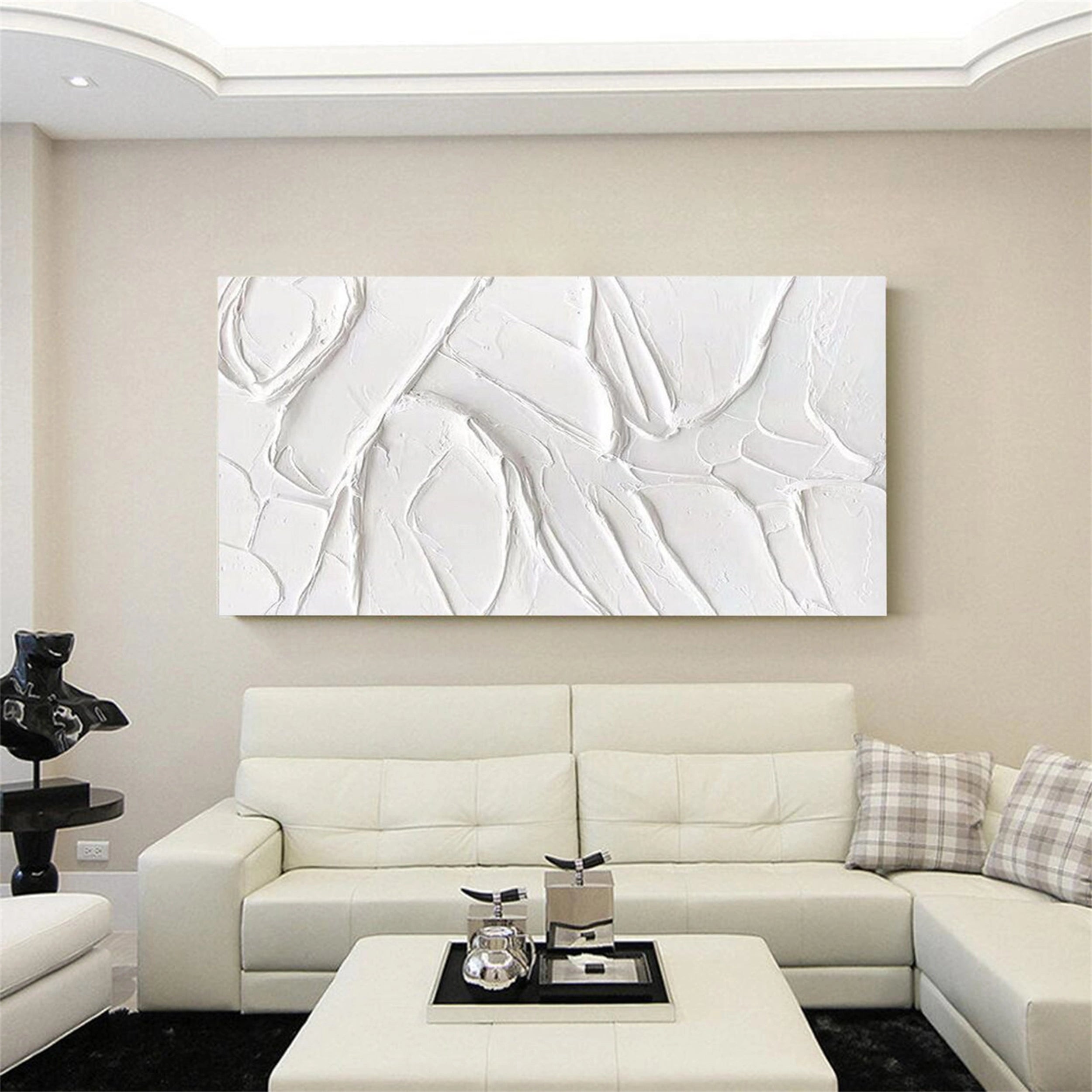 White Textured Minimalist Wall Art #WT068